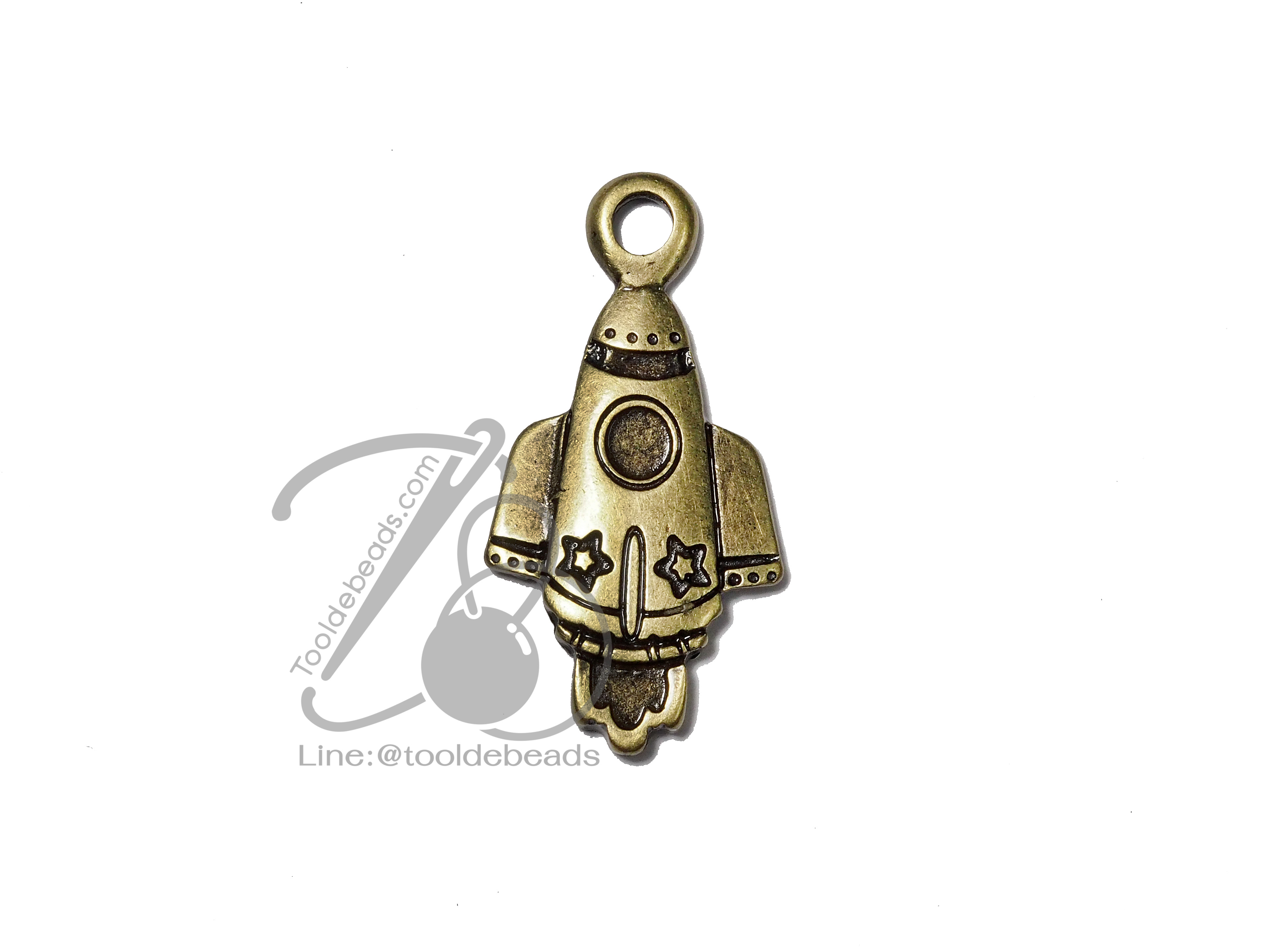 จี้เหล็ก 387 15*29มม. ลายจรวด สีสนิม (1 ชิ้น) SKU-05810