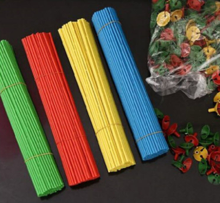 ก้านจุกลูกโป่ง คละสี / แบ่ง 10 อัน