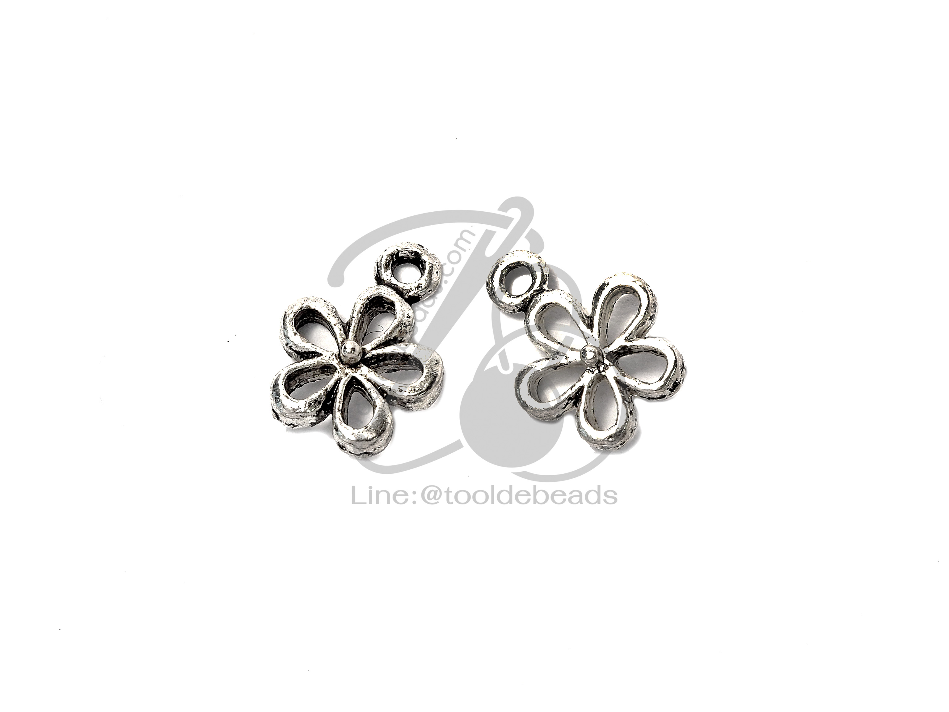 ลูกปัดโรเดียม 18 11มม. ลายดอกไม้ (1 ชิ้น) SKU-03424