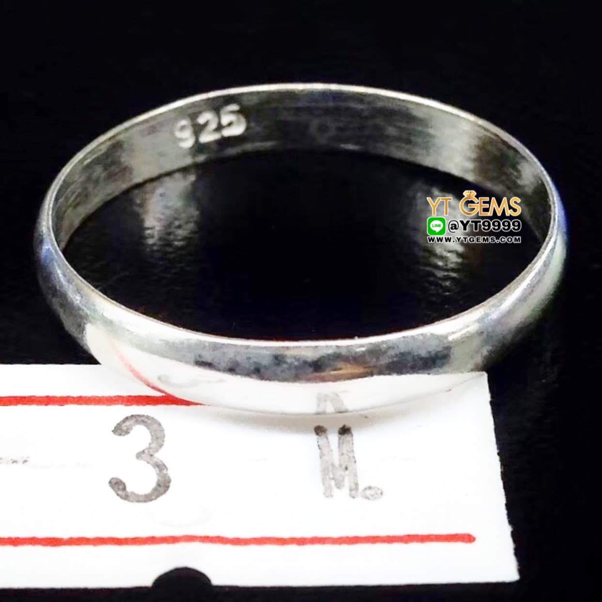 แหวนเงินแท้ หน้าแหวน 3 มิลลิเมตร แหวนปลอกมีด แหวนเกลี้ยง (ขอบโค้งมน) YTG-4397 YTGEMS