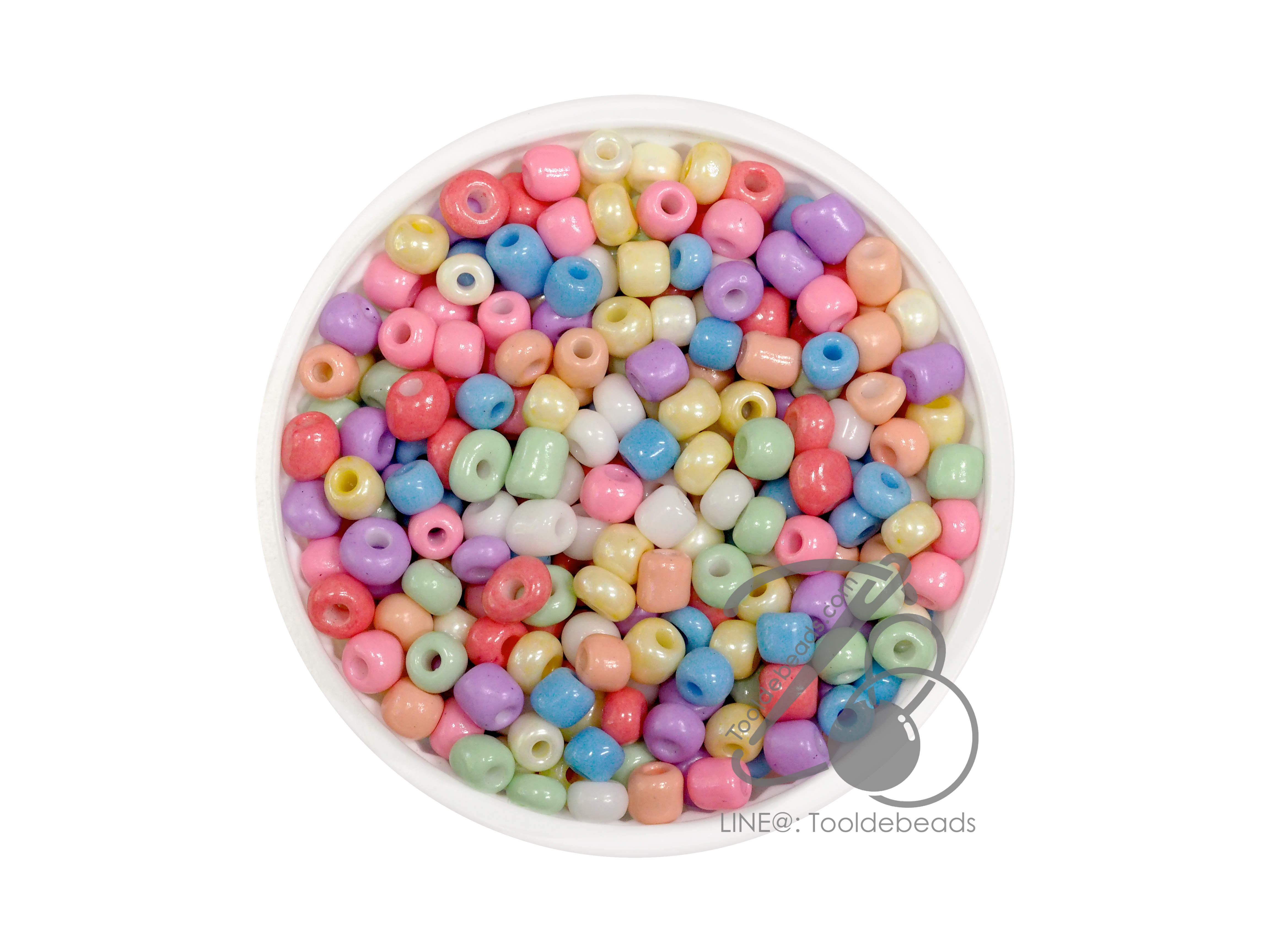 OK Brand ลูกปัดเม็ดทราย 6/0 โทนด้าน คละสีหวาน (100 กรัม) SKU-14226