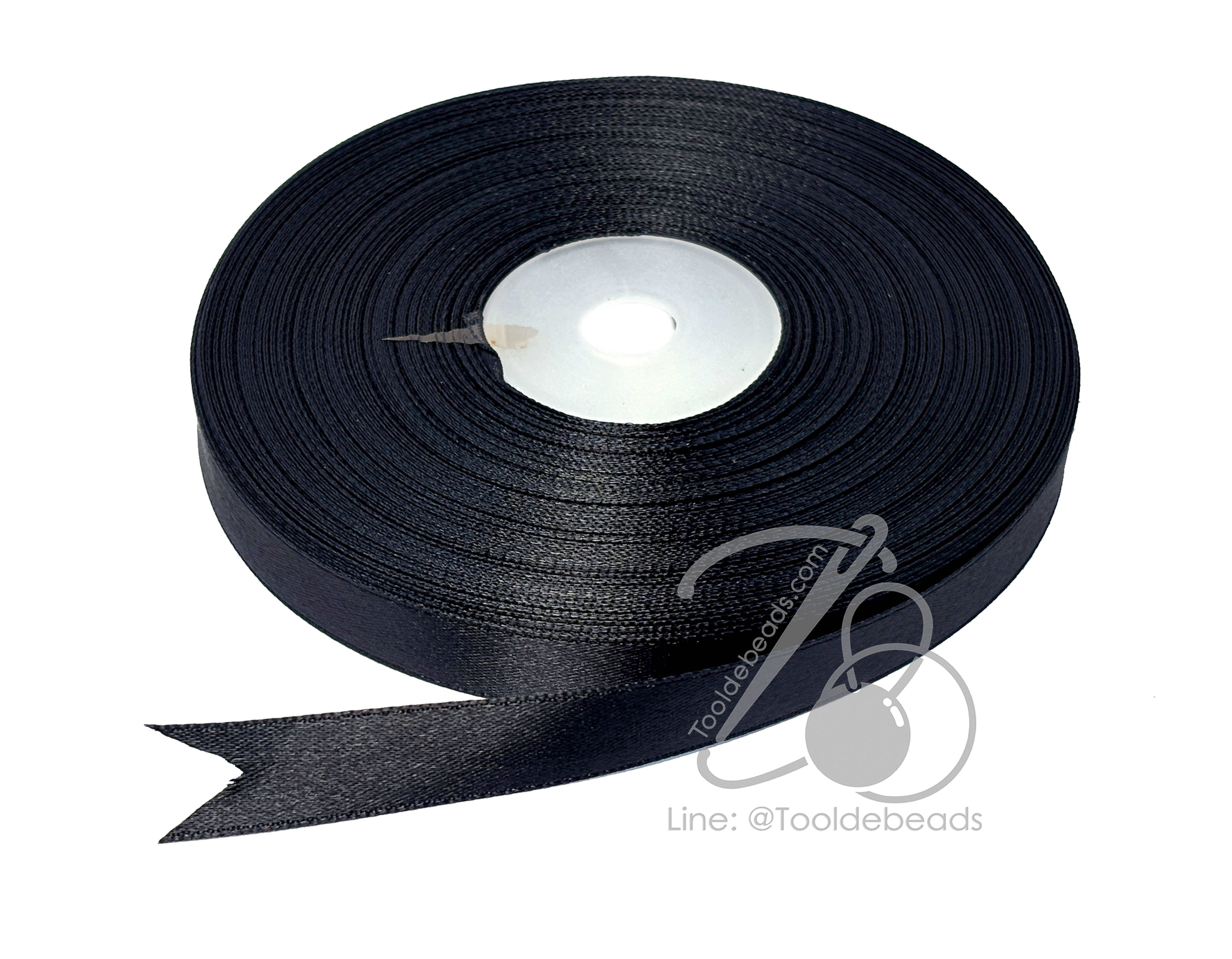 ริบบิ้น 13มม. ผ้าซาติน สีดำ (50 หลา) SKU-18523