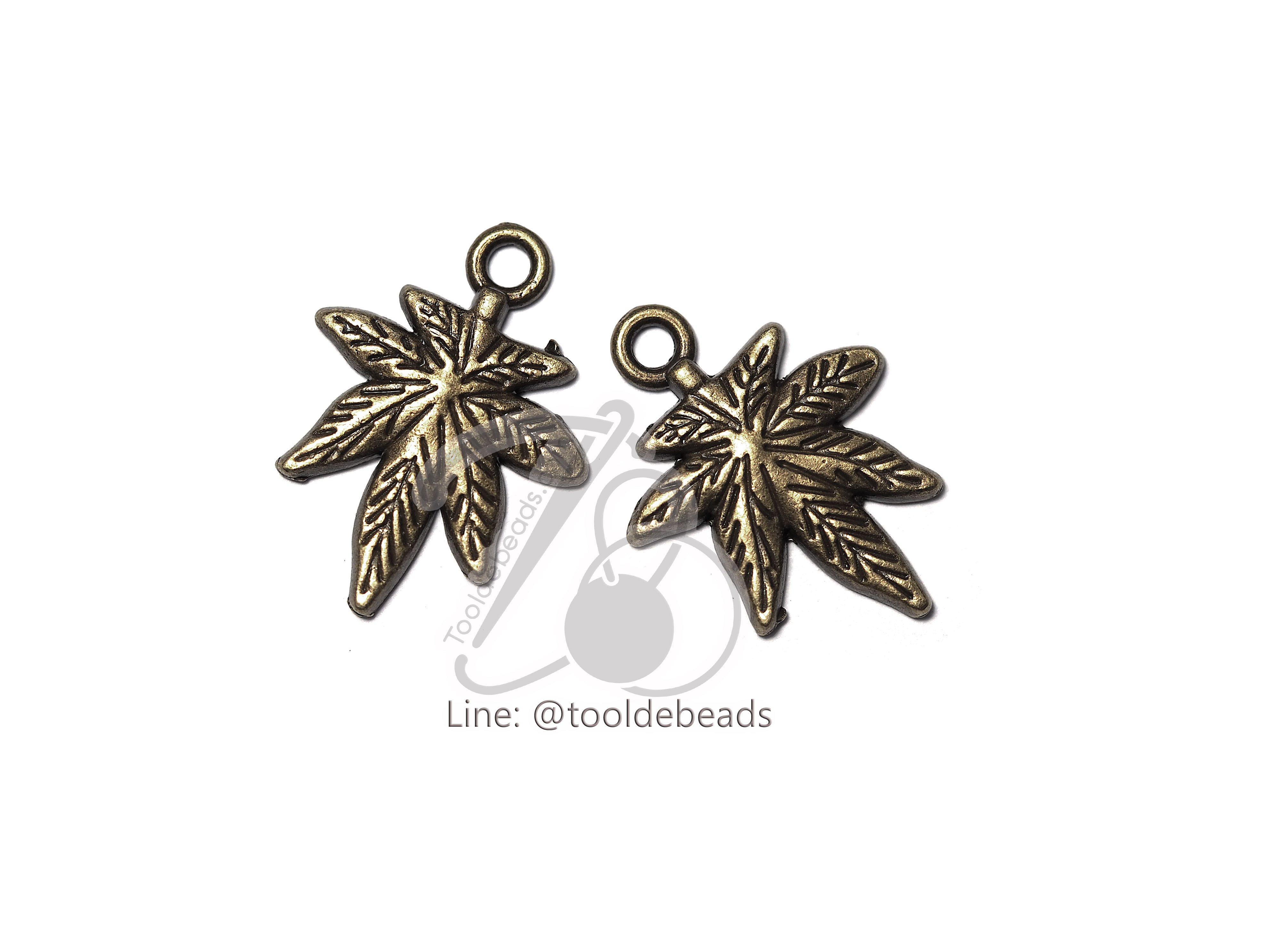 จี้เหล็ก 377 15*21มม. ลายใบไม้ สีสนิม (1 ชิ้น) SKU-00870