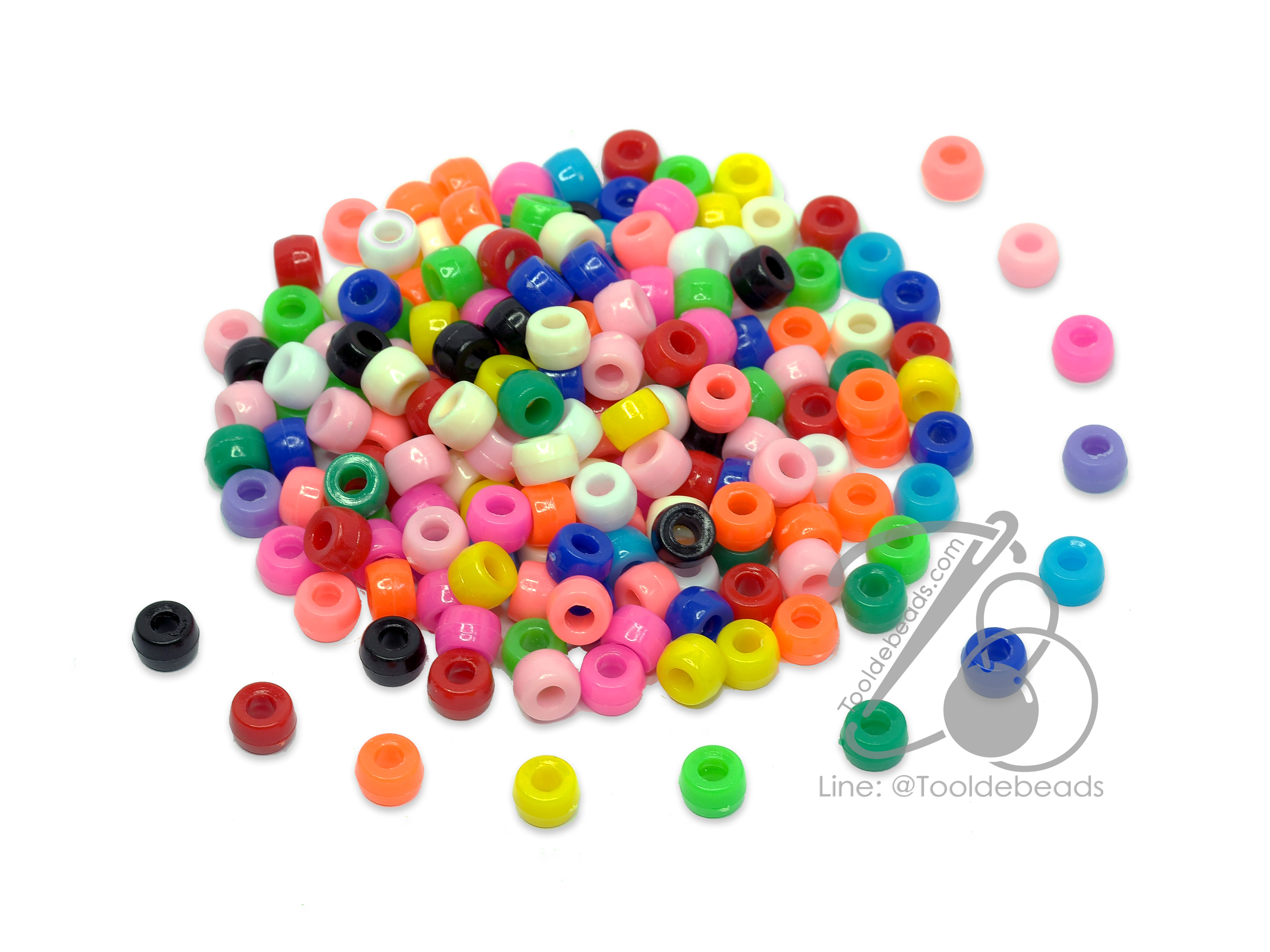 ลูกปัดกิโล ตราเสือ กระดูกงู 6มม. สีสด (80 กรัม) SKU-10749