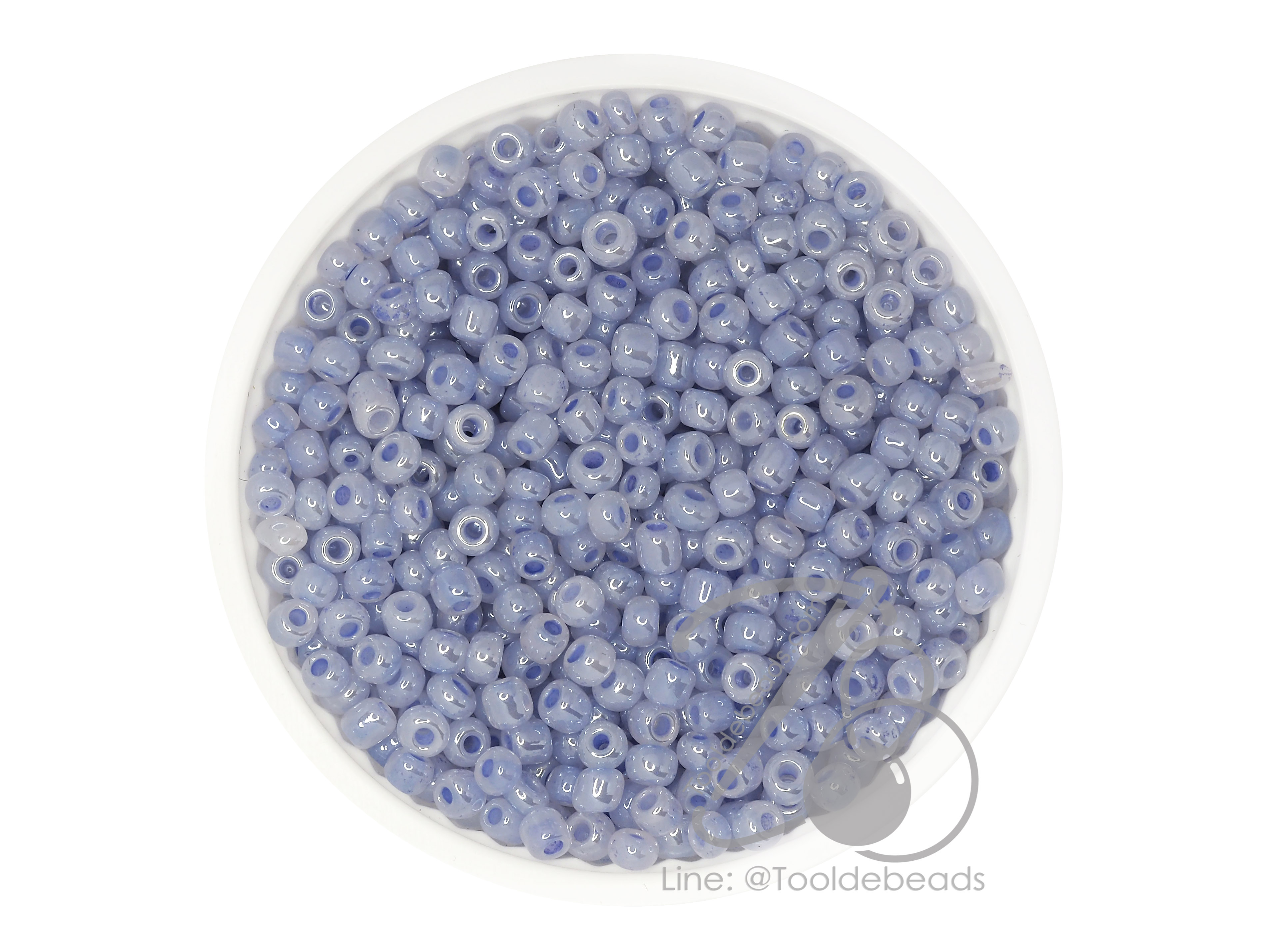 ลูกปัดเม็ดทราย 8/0 โทนมุก สีน้ำเงิน (100 กรัม) SKU-08794
