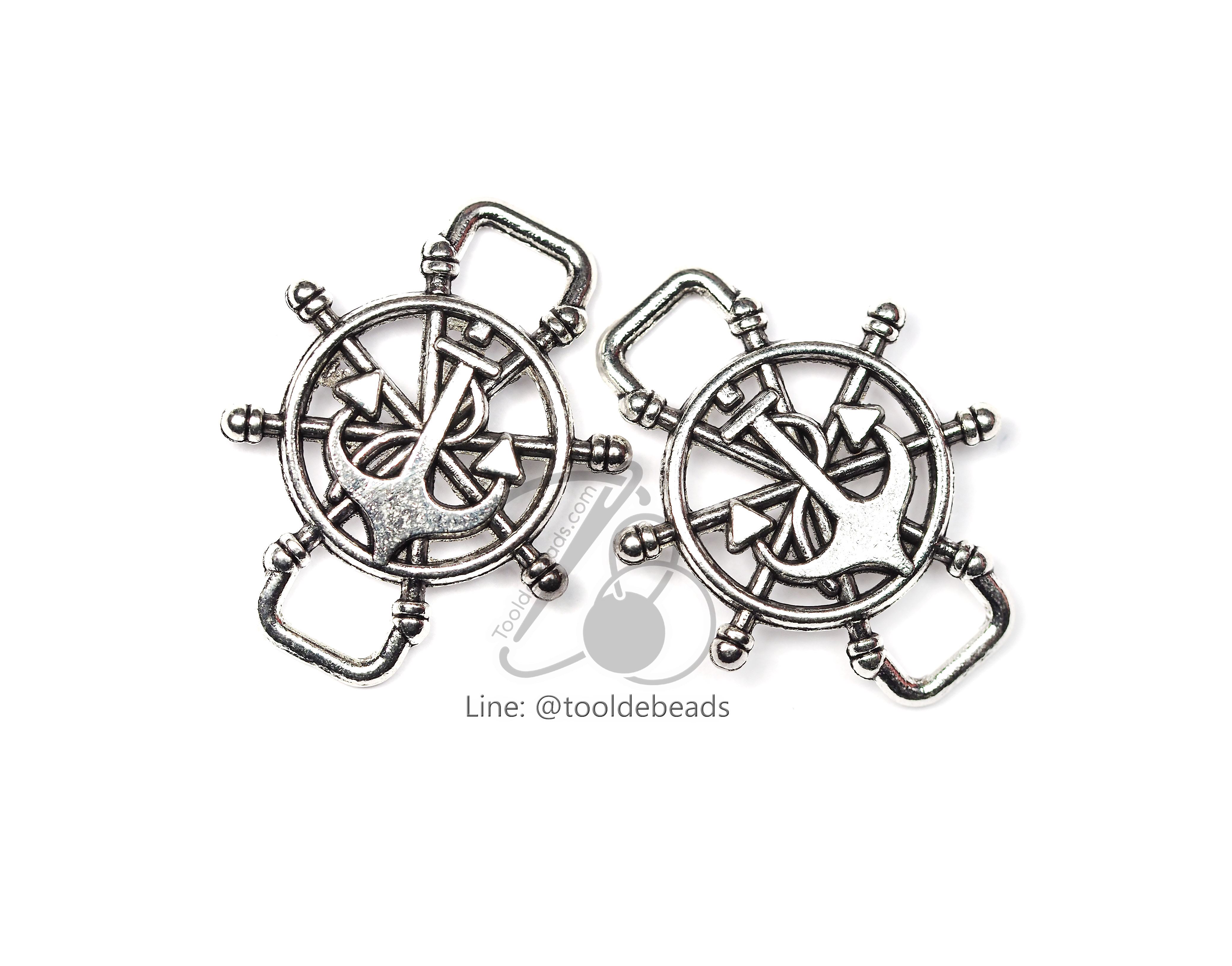 จี้เหล็ก 103 12*26ม. ลายสมอพวงมาลัย สีเงิน (1 ชิ้น) SKU-09482