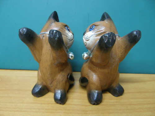 แมวไม้สัก ขนาด 3.75 นิ้ว (แพ็คคู่)