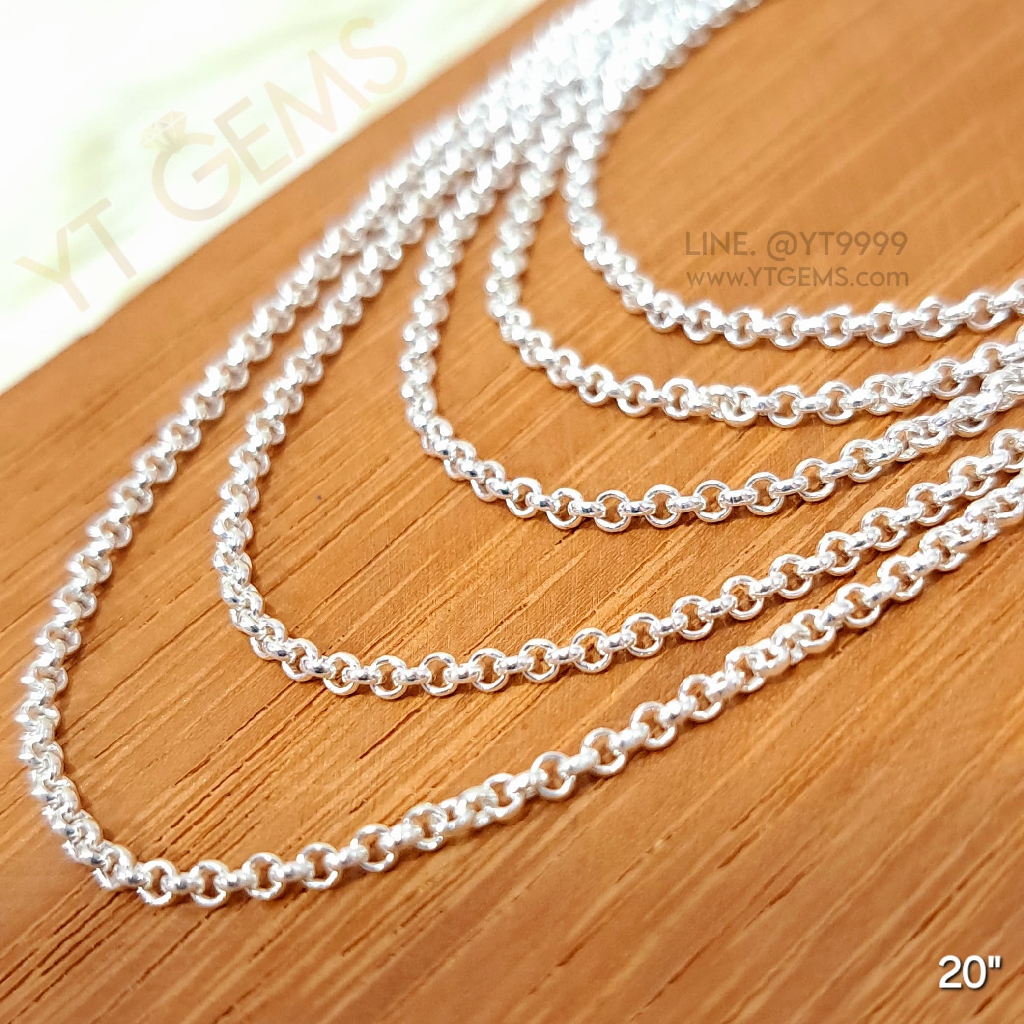 สร้อยคอ เงินแท้ ลาย ผ่าหวาย ห่วงกลม rollo 2 มม. 20 นิ้ว YTG-11953 YTGEMS whole