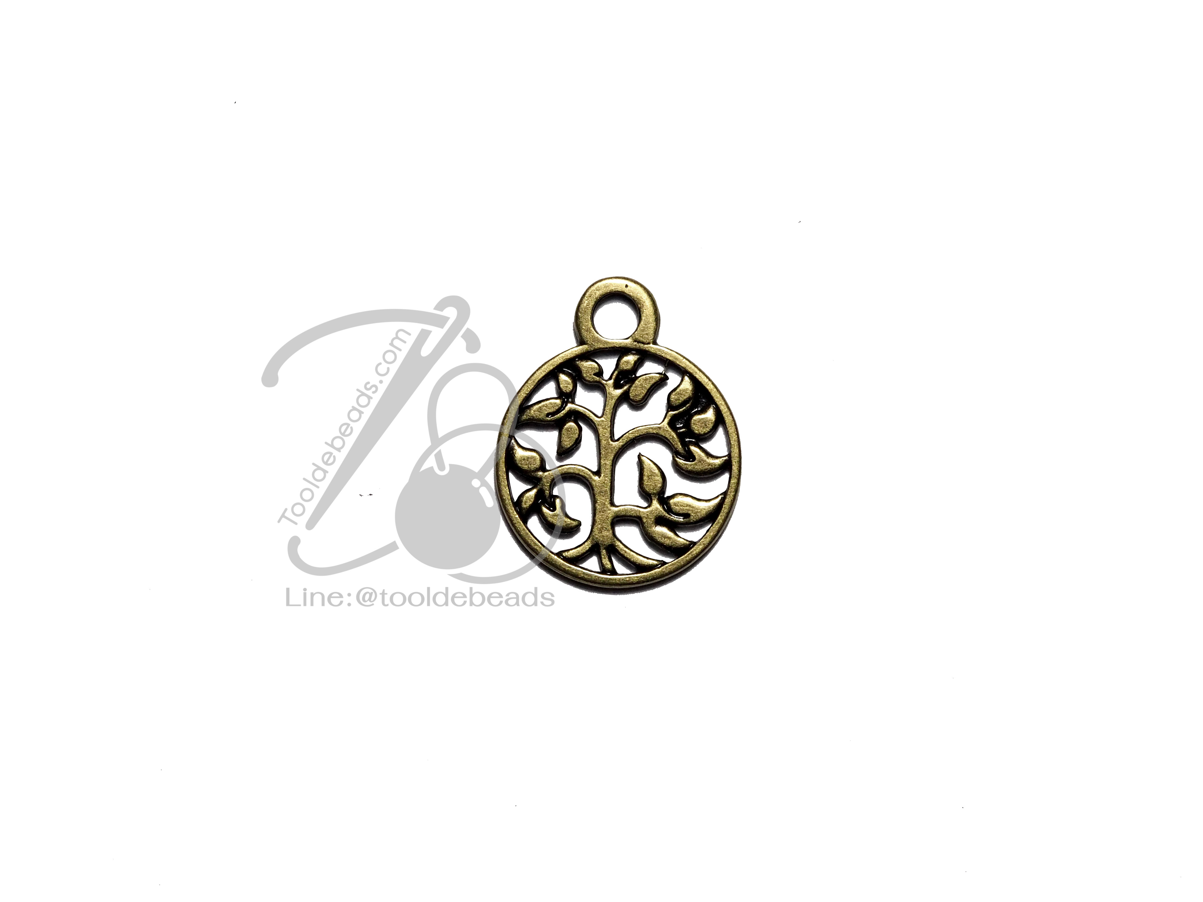จี้เหล็ก 414 15มม. ลายต้นไม้ สีสนิม (1 ชิ้น) SKU-05990