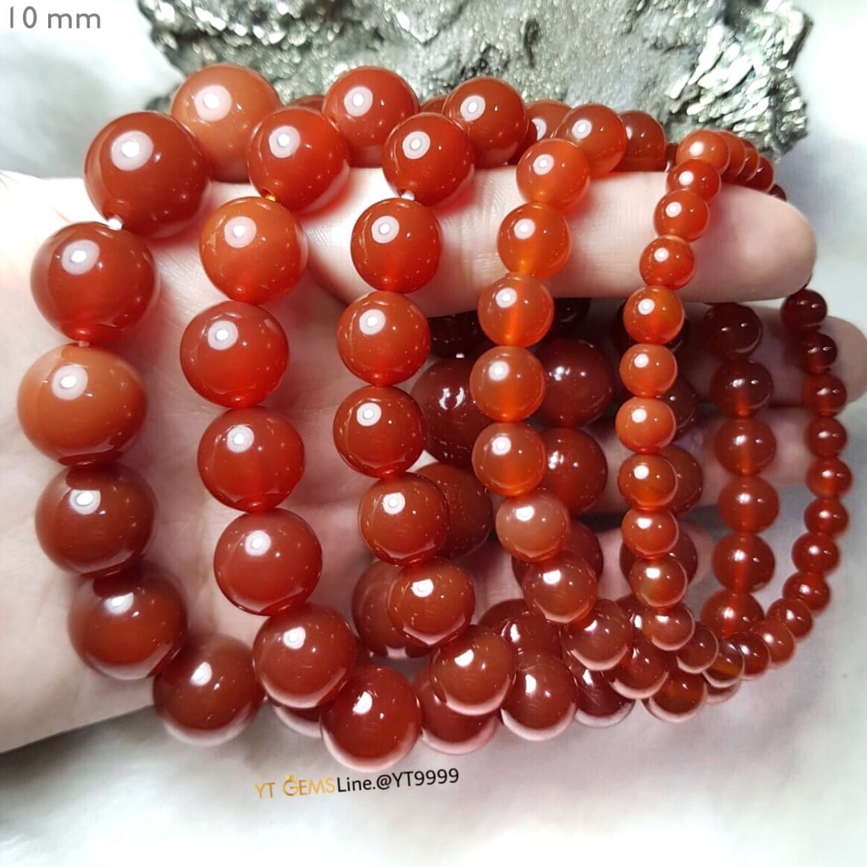 สร้อยข้อมือคาร์เนเลี่ยนแท้ เกรดA ขนาดหิน 10 มม. YTG-11132 YTGEMS