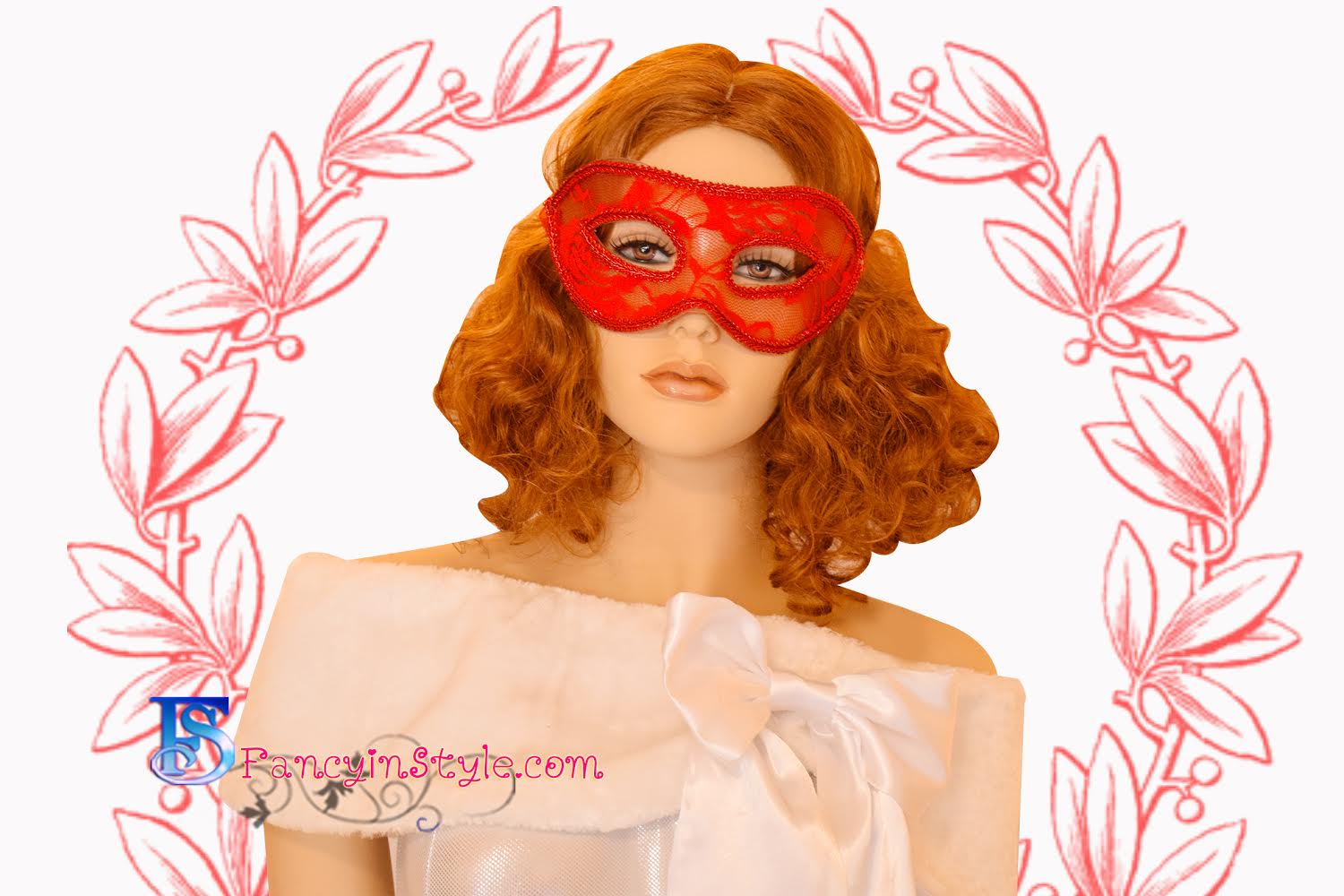 Fancy Mask หน้ากากแฟนซีลูกไม้สีแดง