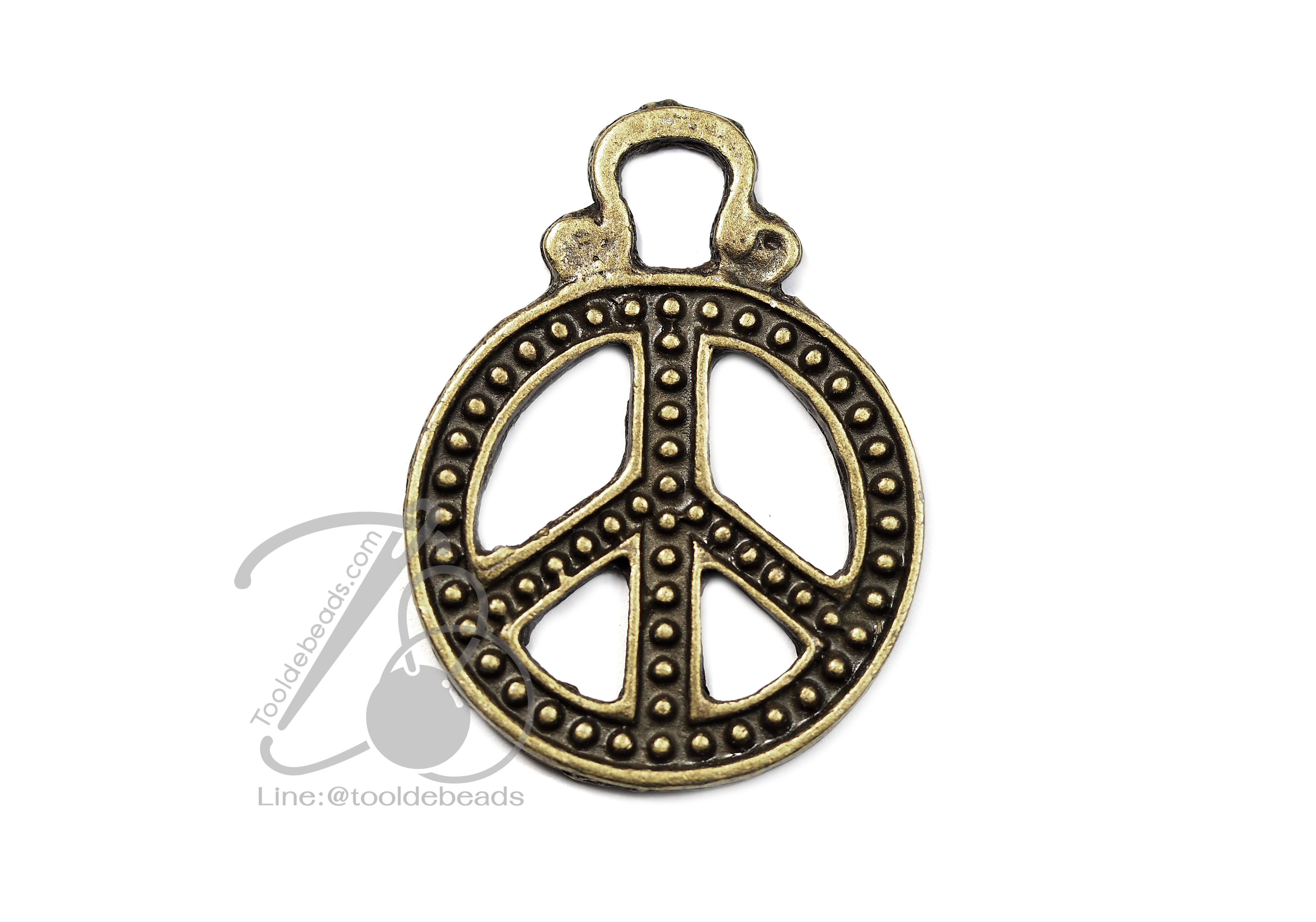 จี้เหล็ก 101 27มม. ลายPEACE มีจุด สีสนิม (1 ชิ้น) SKU-00366