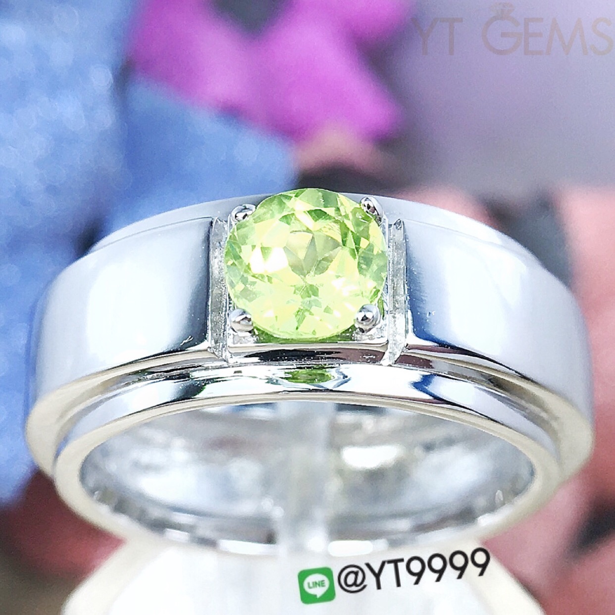 แหวนเพอริดอท แหวนเงินแท้92.5% ชุบทองคำขาว พลอยเพอริดอทแท้ YTG-3187 YTGEMS