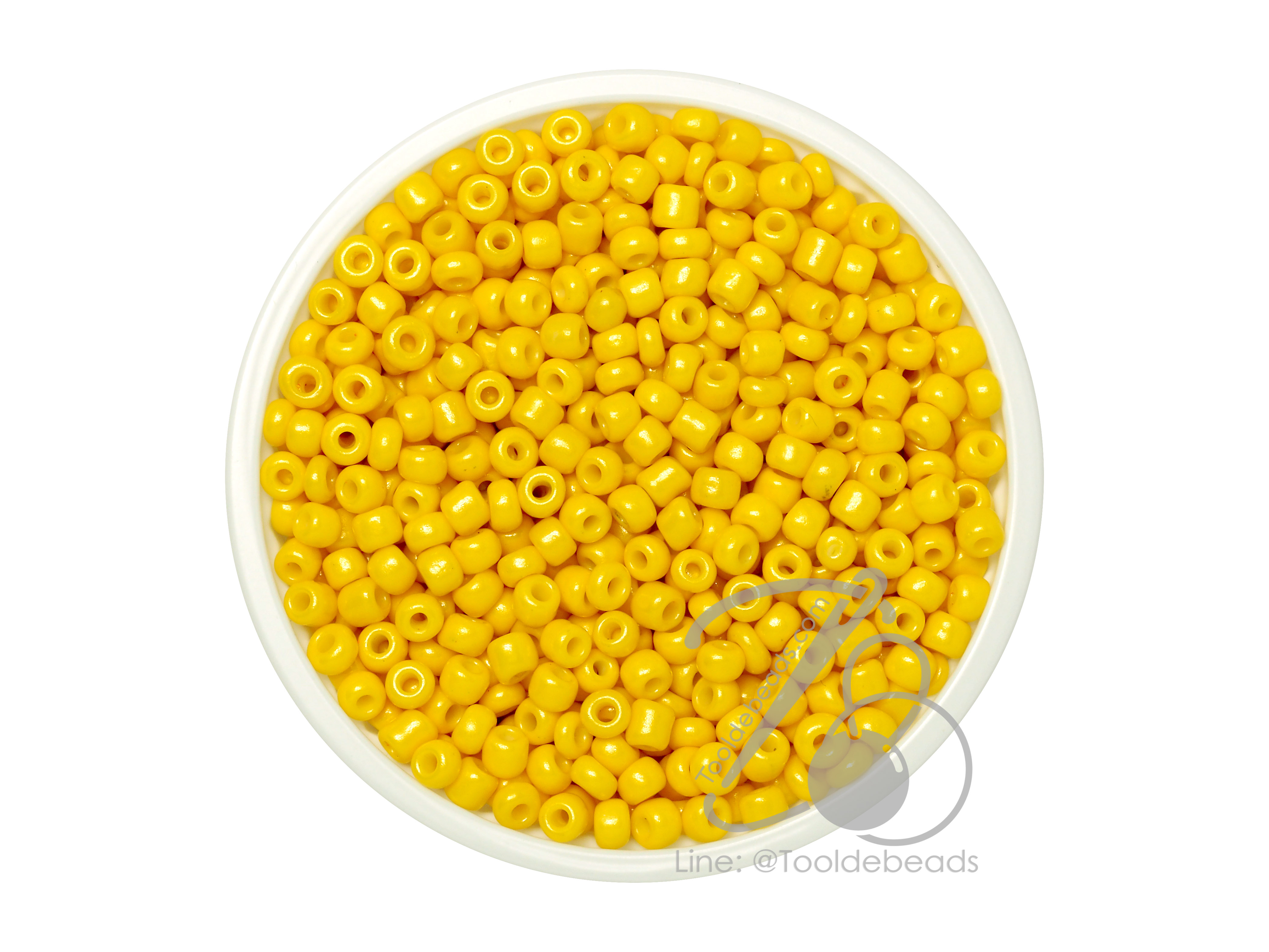 OK Brand ลูกปัดเม็ดทราย 8/0 โทนด้าน สีเหลืองมุก (100 กรัม) SKU-08178
