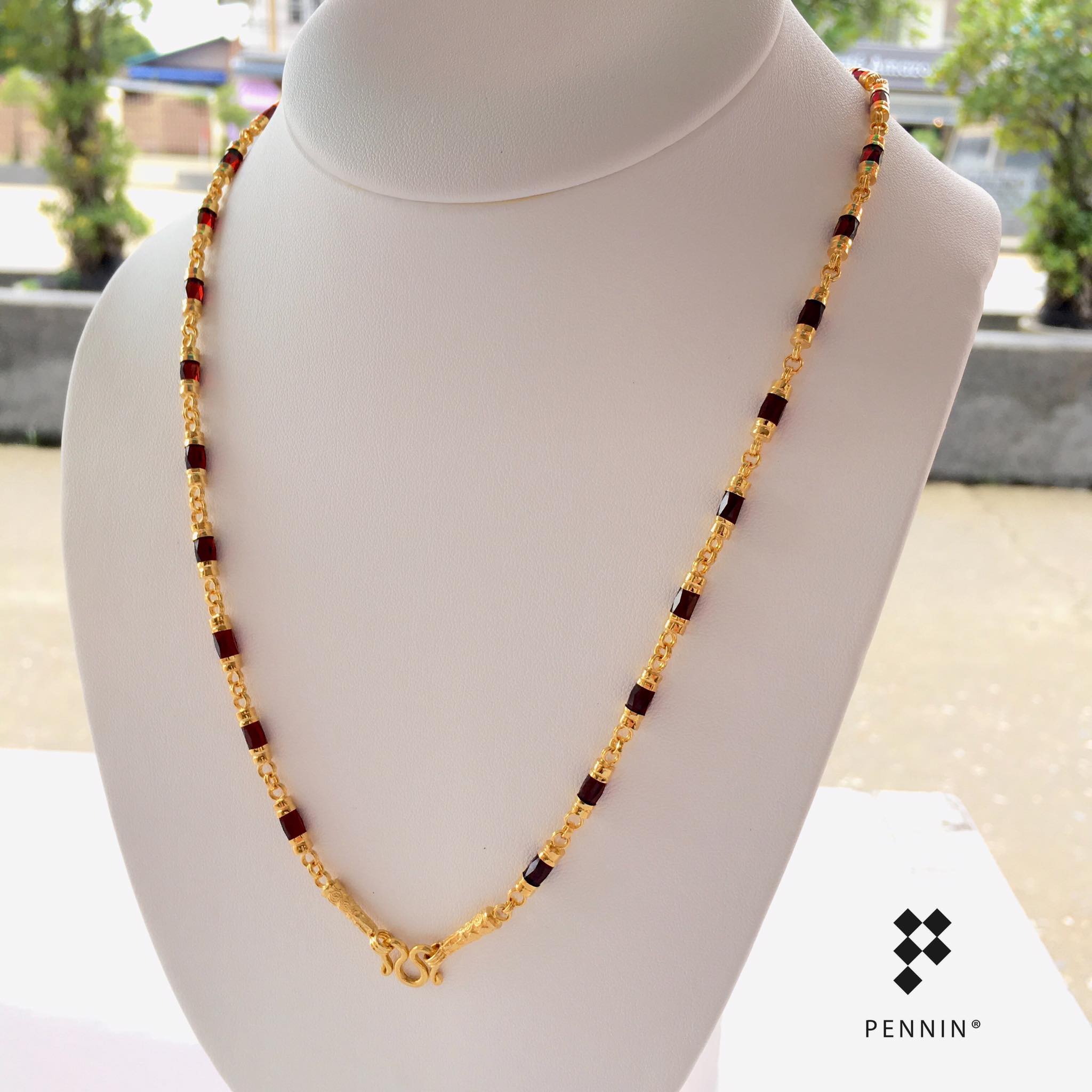 สร้อยคอโกเมนทองคำแท้ โกเมนแท้ ฝีมือช่างจันทบุรี น้ำหนักทอง3สลึงกว่า ยาว 19.5 นิ้ว สวยคลาสสิค เหมาะสำหรับสาวๆ ใส่สวยกำลังดี เสริมสุขภาพดี แข็งแรง นำโชคลาภ