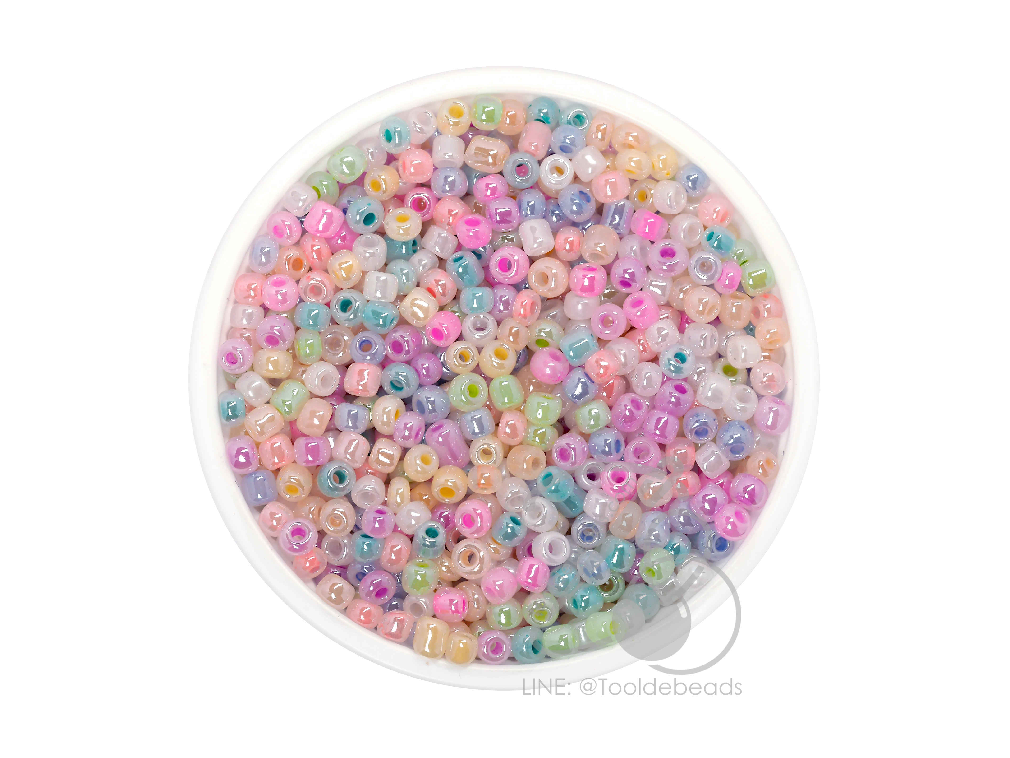ลูกปัดเม็ดทราย 8/0 โทนมุก คละสี (100 กรัม) SKU-08286
