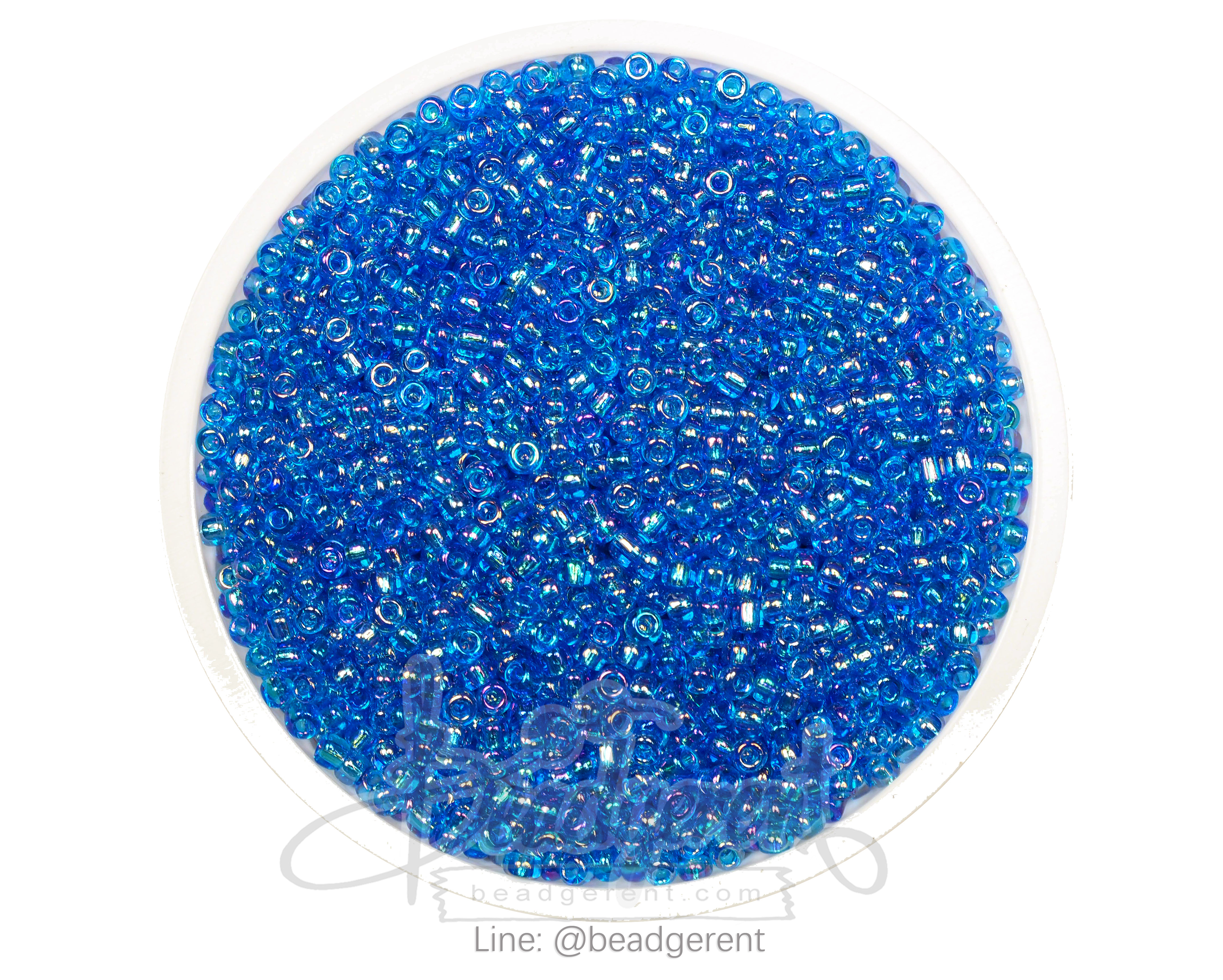 ลูกปัดเม็ดทราย 12/0 โทนรุ้ง สีฟ้าเข้ม (15 กรัม) SKU-04140