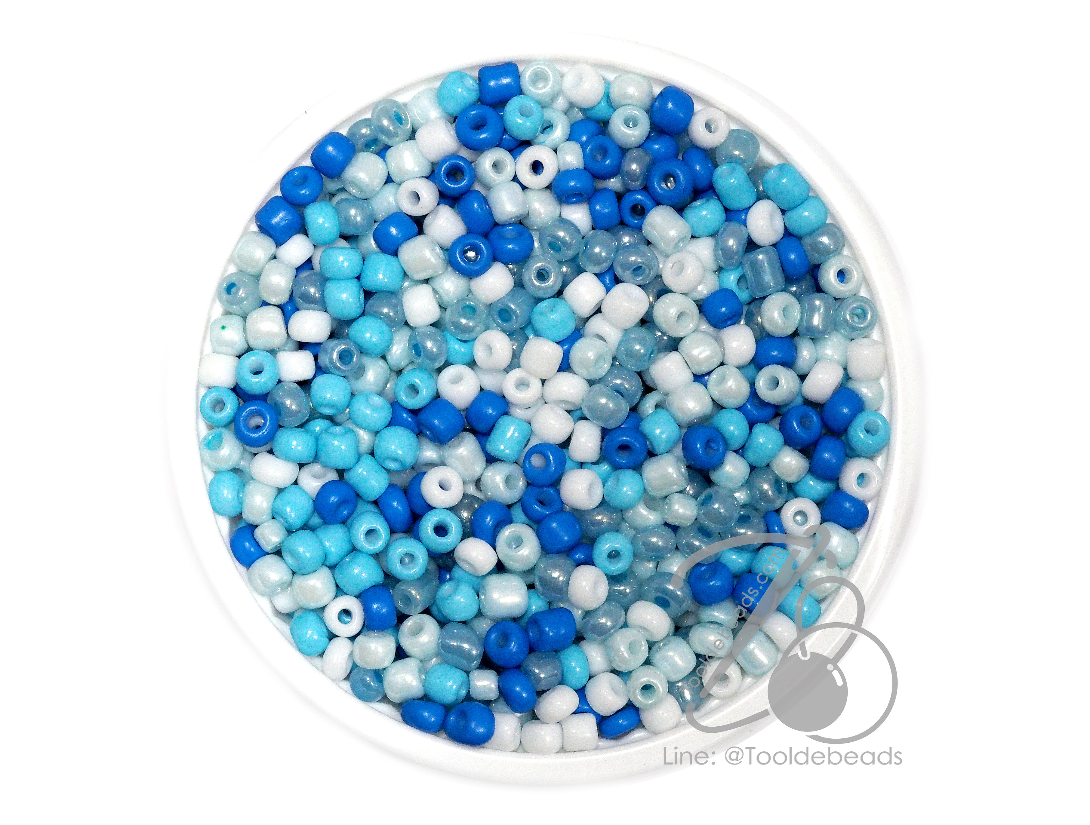 OK Brand ลูกปัดเม็ดทราย 8/0 โทนด้าน คละสีฟ้า (450 กรัม) SKU-14285