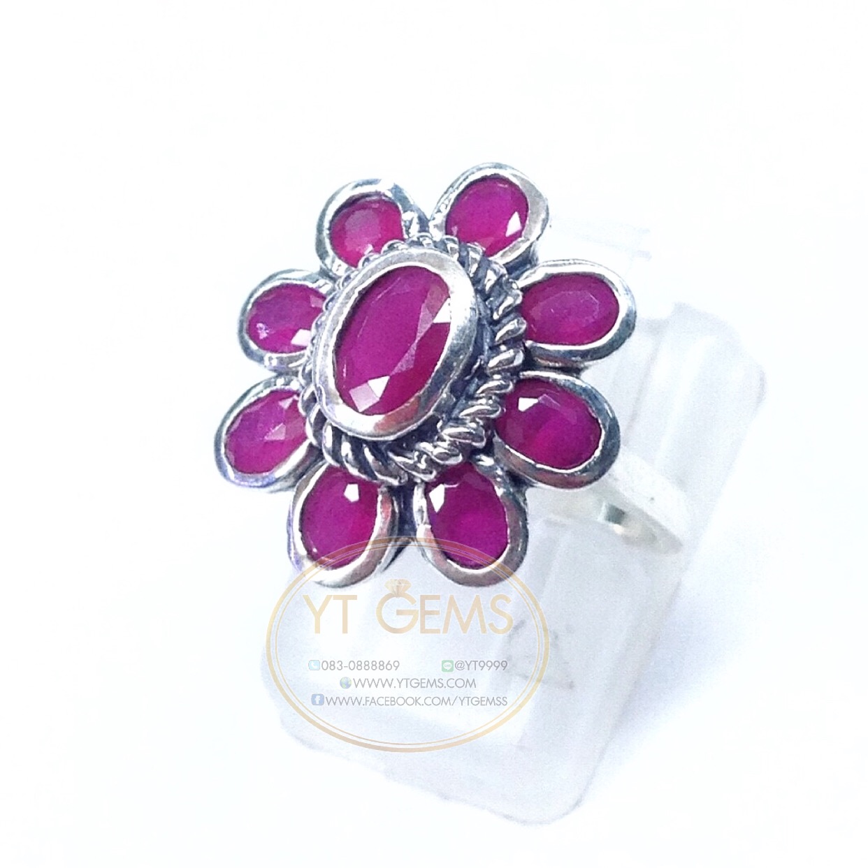 แหวนทับทิม แหวนเงินแท้92.5% รมดำ พลอยทับทิมชาตั้ม YTG-4495 YTGEMS