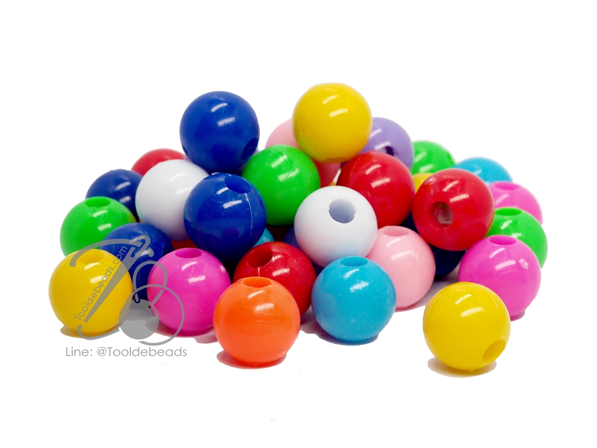 ลูกปัดลูกชิ้น 18มม. สีสด (15 กรัม) SKU-11573