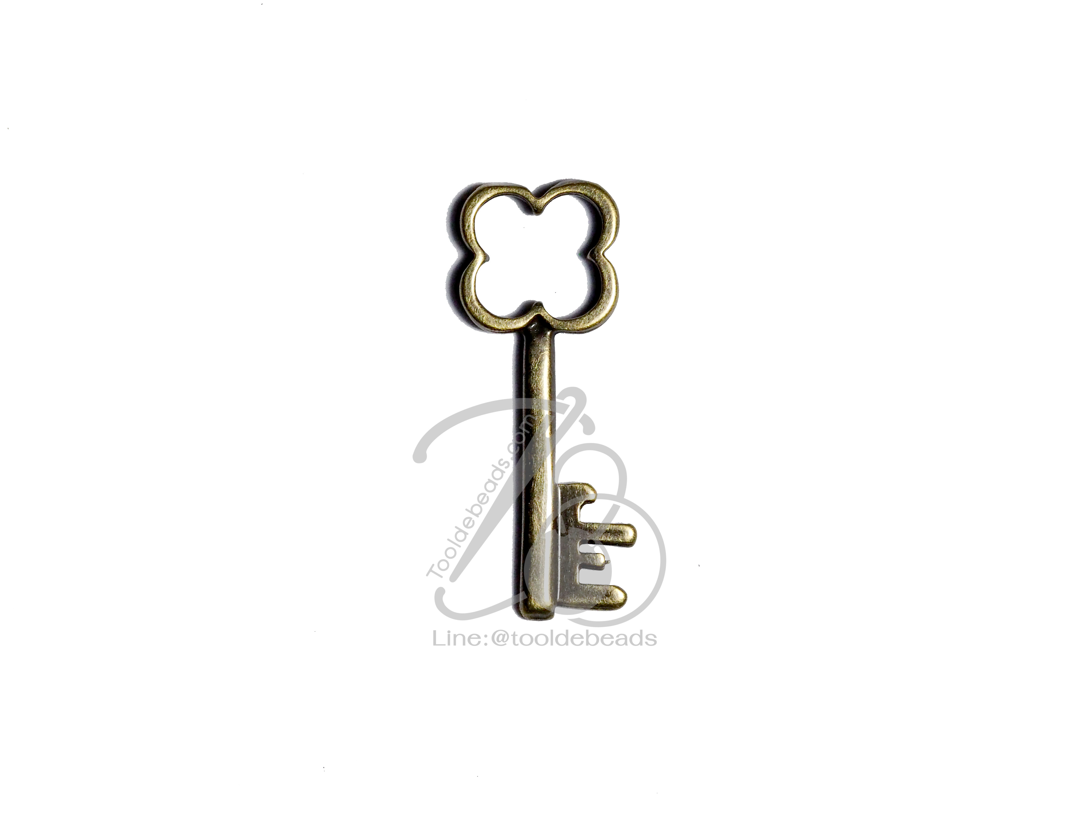 จี้เหล็ก 469 12*31มม. ลายกุญแจดอกไม้ สีสนิม (1 ชิ้น) SKU-06044