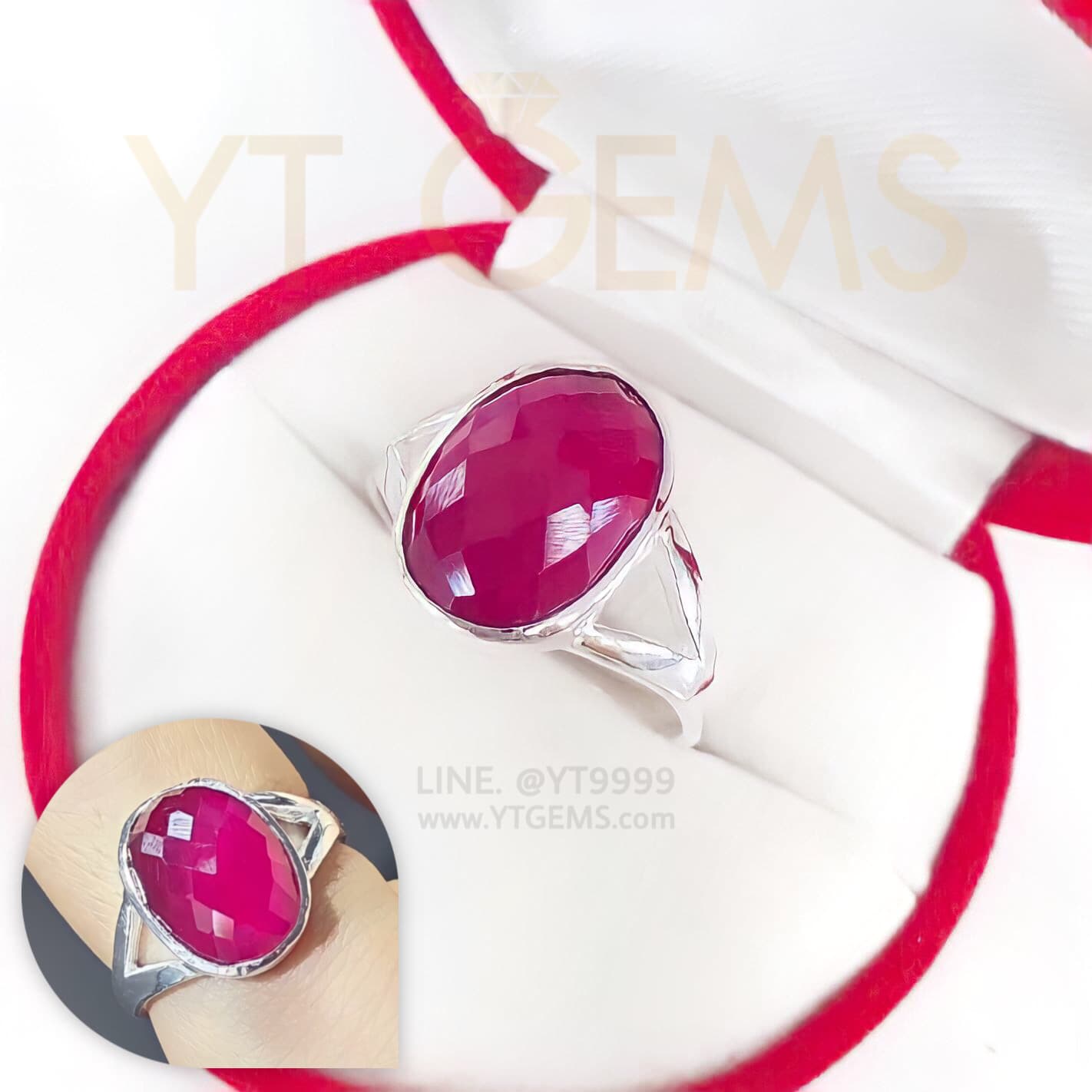 แหวนทับทิม แหวนเงินแท้ พลอยทับทิมชาตั้ม YTG-11739 YTGEMS