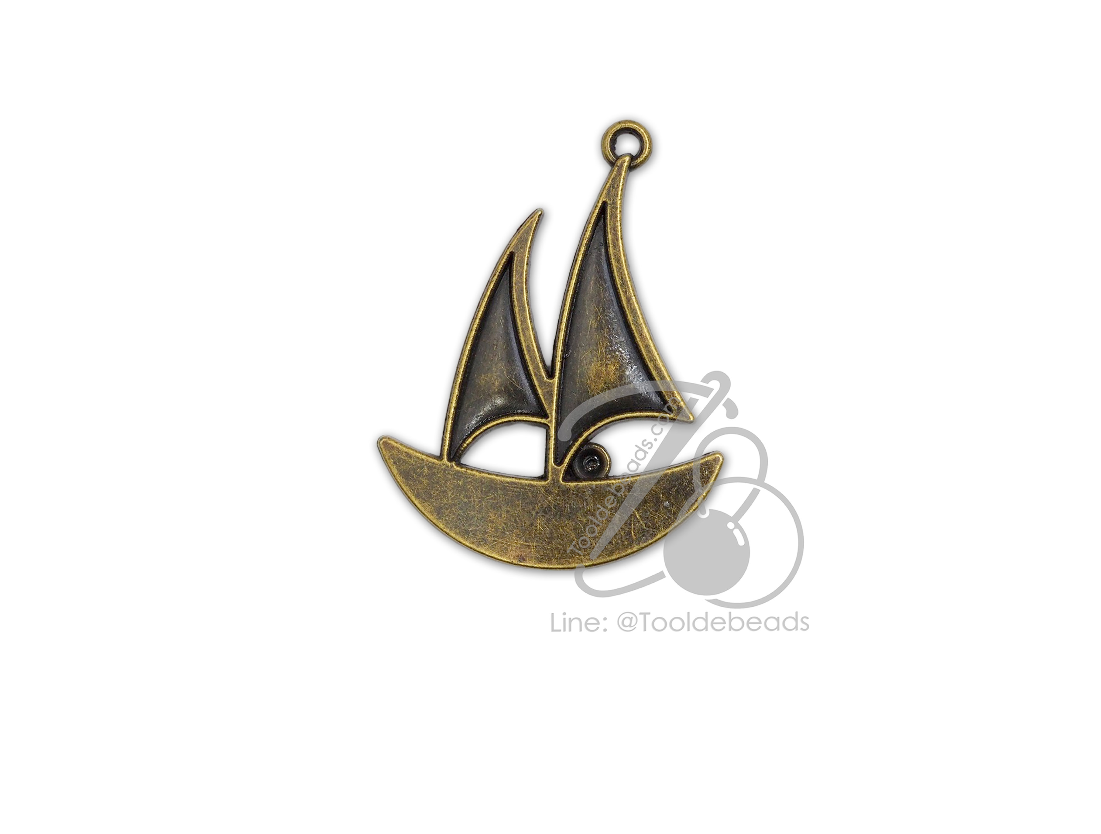 จี้เหล็ก 586 28*35มม. ลายเรือใบ สีสนิม (1 ชิ้น) SKU-16781