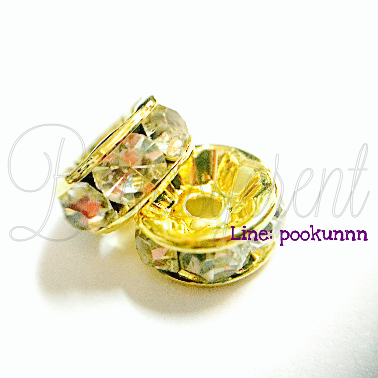 ข้อเพชร 8มม. เกรดดี สีทอง (20 ชิ้น) SKU-01387