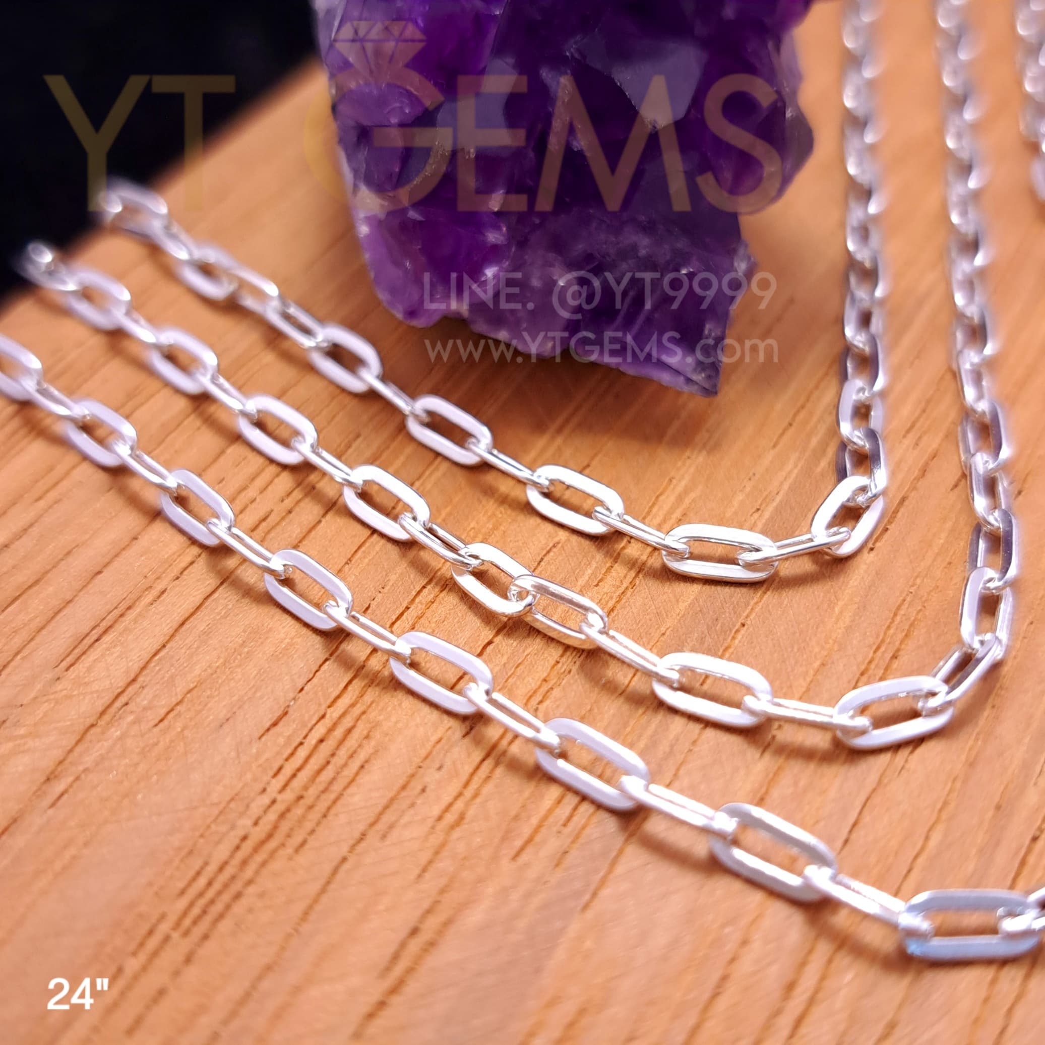 สร้อยคอ เงินแท้ ลายโซ่ กว้าง 2.8 มม. 24 นิ้ว YTG-11928 YTGEMS whole