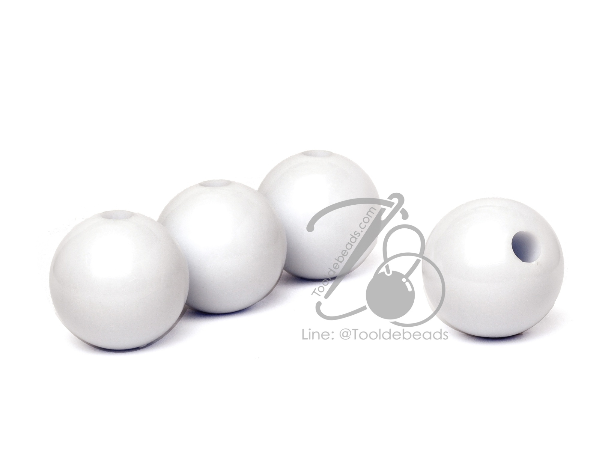 ลูกปัดลูกชิ้น 25มม. สีสด (50 ชิ้น) SKU-09186
