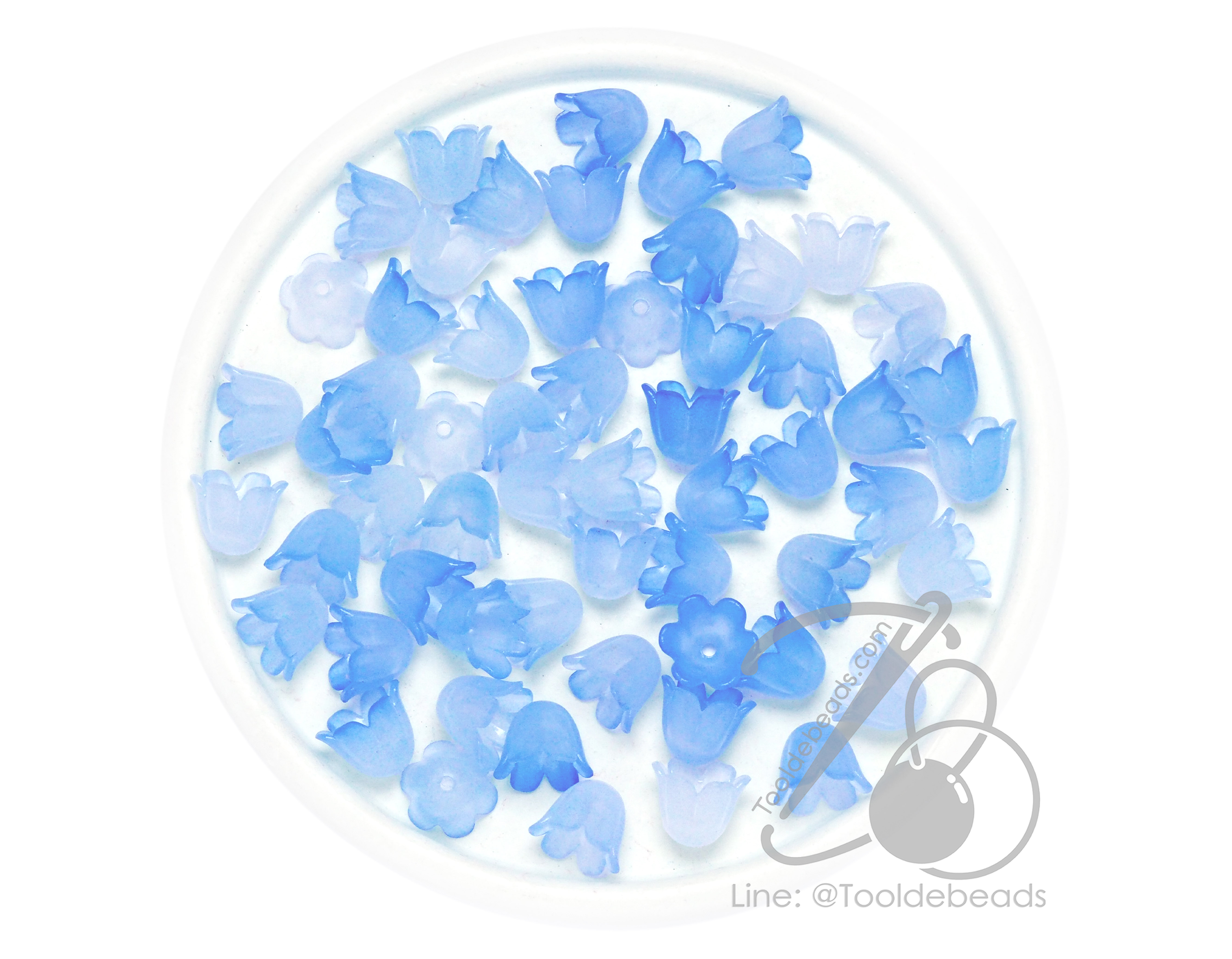 ลูกปัดอะคริลิค 8*10มม. ตัวครอบดอกไม้ สีหวาน (80 กรัม) SKU-13047