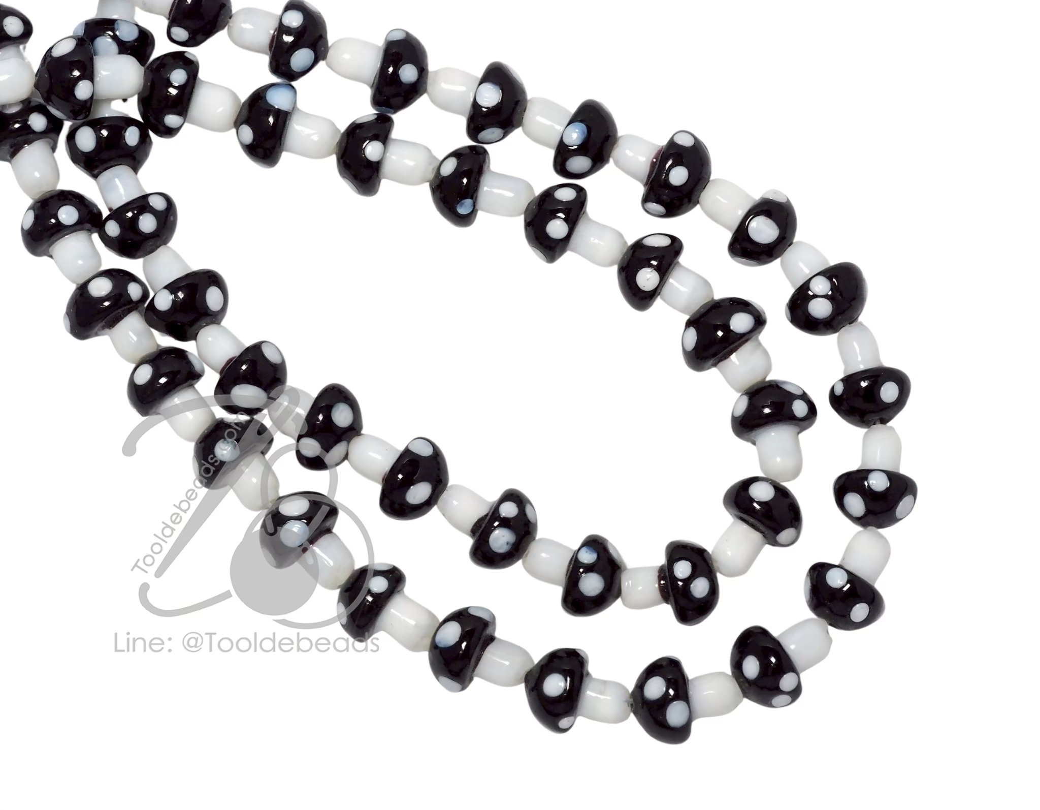 ลูกปัดแก้ว 10*13มม. ทรงเห็ด (23 เม็ด) SKU-18491