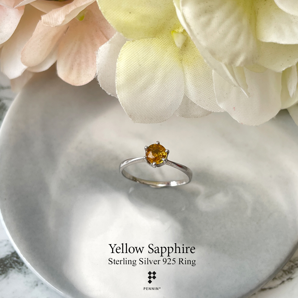 แหวนบุษราคัม บางกะจะ จันทบุรี เม็ดเดี่ยว 5mm (Solitaire Rings) สวยคลาสสิค ใส่ได้ทุกโอกาส
