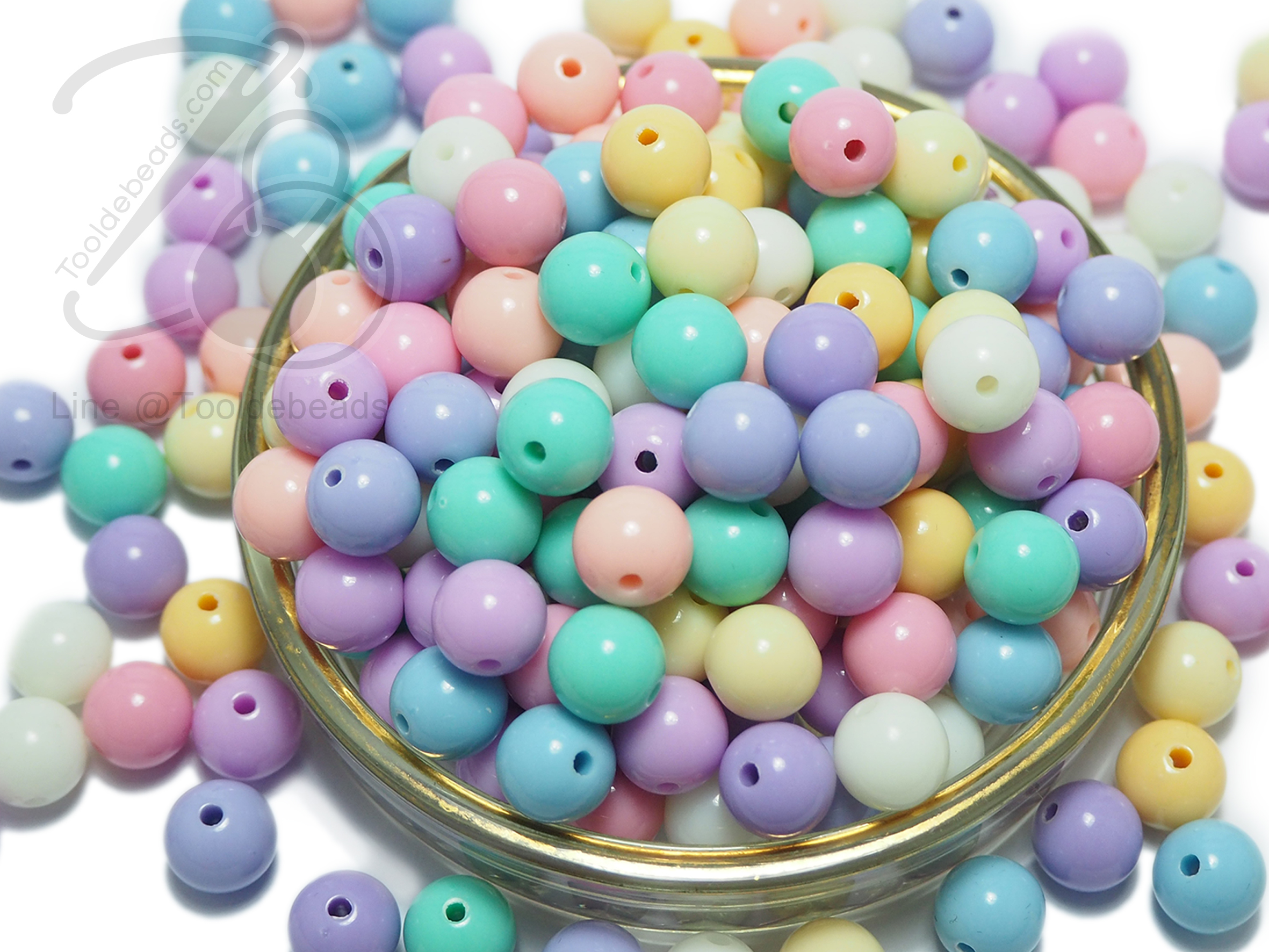 ลูกปัดพาสเทล 8มม. ทรงกลม (225 กรัม) SKU-03029