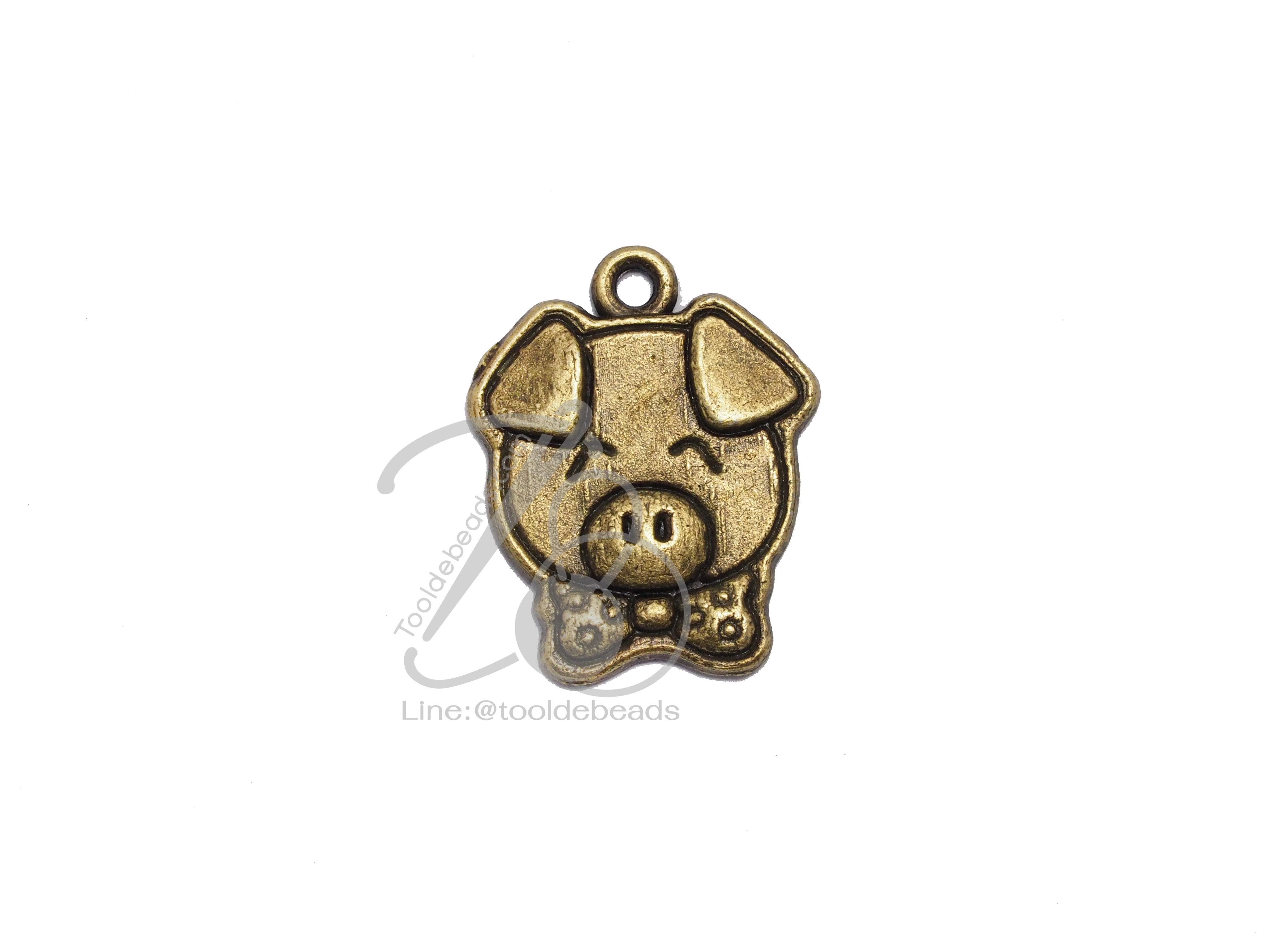 จี้เหล็ก 506 16*20มม. ลายหมู สีสนิม (1 ชิ้น) SKU-06131