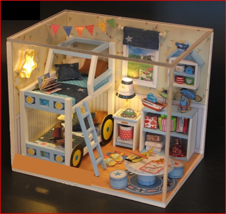 บ้านตุ๊กตาประกอบเองพร้อมส่ง สามารถเปิด-ปิดไฟได้