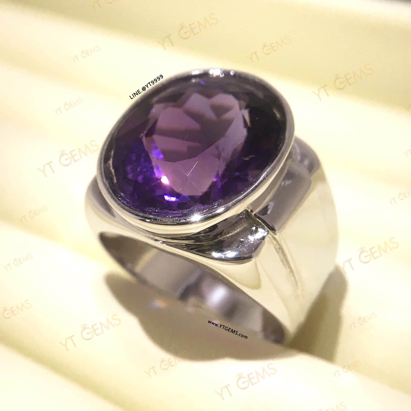 แหวนอเมทิสต์ แหวนเงินแท้ ชุบทองคำขาว พลอยอเมทิสต์แท้ YTG-11392 YTGEMS