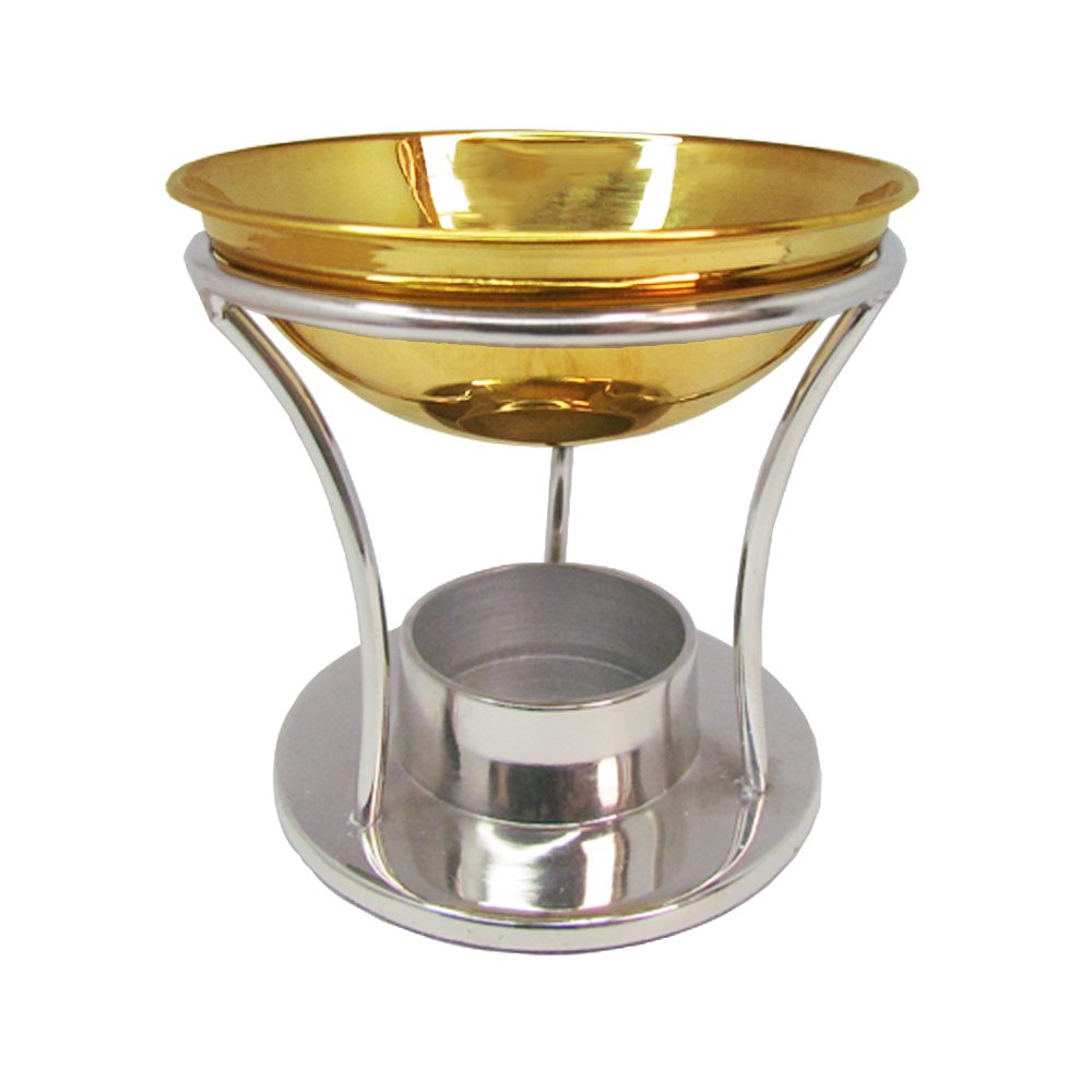 เตาเผาน้ำมันหอมระเหย เตาอโรม่า ทองเหลืองแท้ พร้อมทองแดงและนิเกิล พร้อมแท่นวางเทียนทีไลท์ สินค้าแฮนด์เมด หรู ทันสมัย สวยงาม ทนทาน (ฟรี เทียนไขถั่วเหลืองธรรมชาติ 15gx2 ชิ้น)