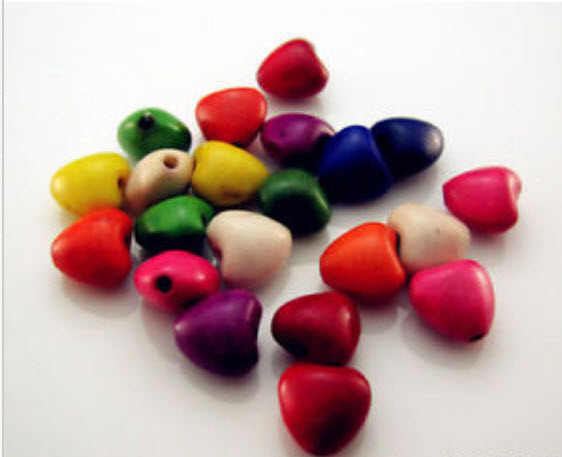 ลูกปัดหัวใจหิน คละสี 8 ม.ม. / 50 เม็ด