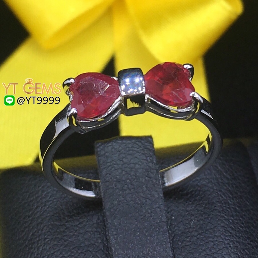 แหวนทับทิม แหวนเงินแท้92.5% ชุบทองคำขาว ประดับพลอยทับทิมแท้ YTG-7673 YTGEMS