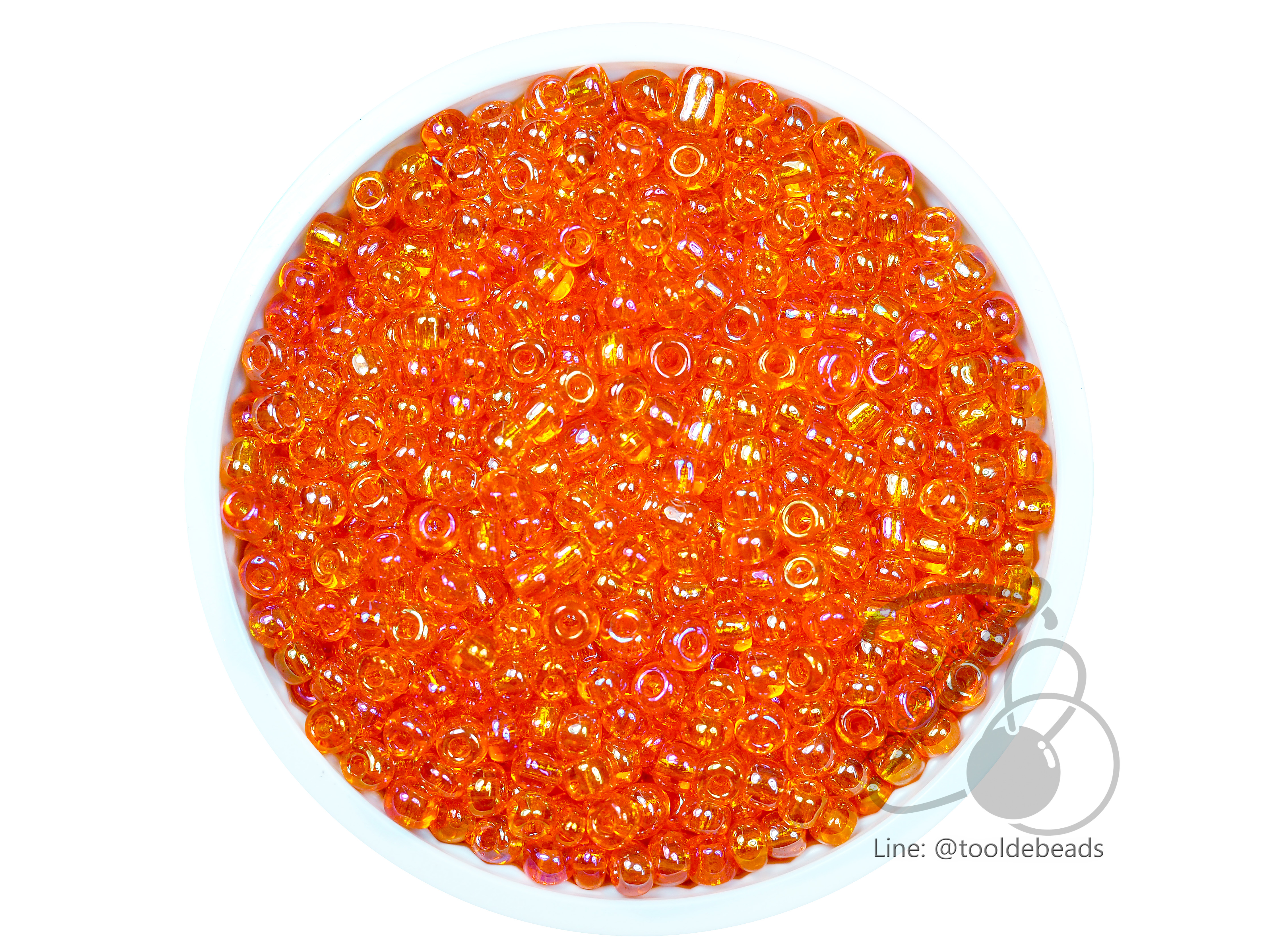 ลูกปัดเม็ดทราย 8/0 โทนรุ้ง สีส้ม (100 กรัม) SKU-04023