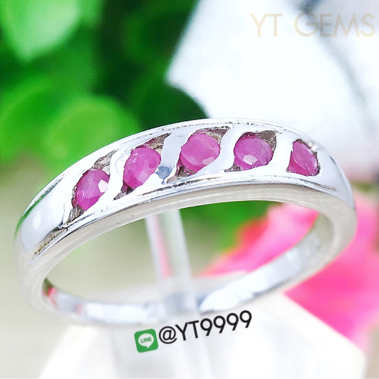 แหวนเงินแท้92.5% ชุบทองคำขาว แหวนทับทิมแท้ พลอยทับทิมแท้ YTG-2813 YTGEMS