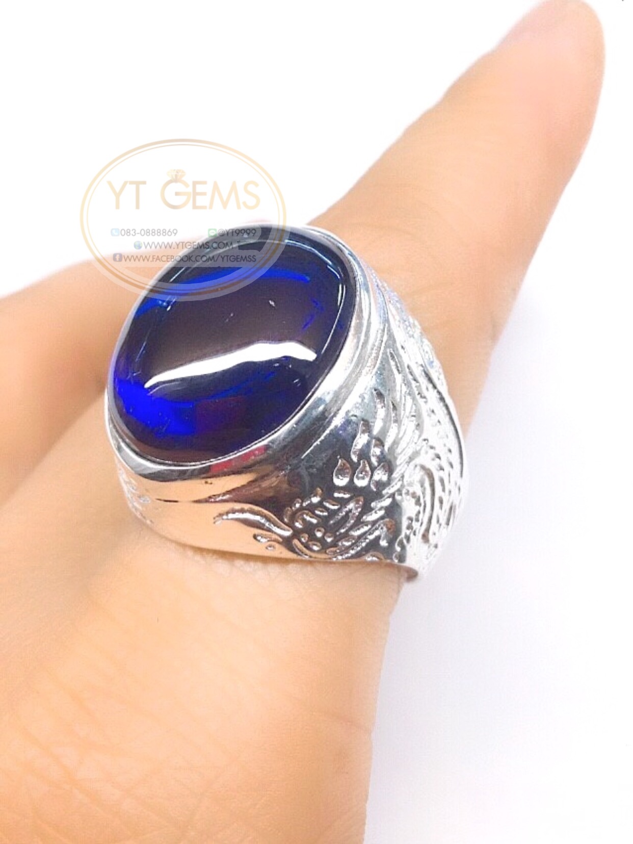 แหวนเงินแท้92.5% พลอยไพลิน(cz) YTG-5548 YTGEMS