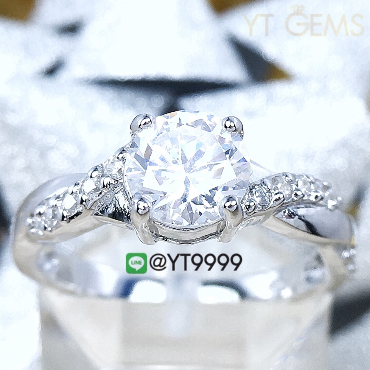 แหวนเพชร แหวนเงินแท้ ชุบทองคำขาว เพชร Swiss YTG-3079 YTGEMS