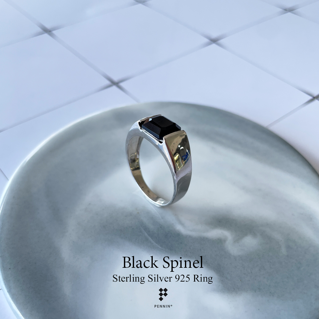 แหวนพลอยแท้ผู้ชาย นิลแท้ กาญจนบุรี สี่เหลี่ยมผืนผ้า เงินแท้ 925 ชุบทองขาว เรียบง่ายเท่ ดึงดูดโชคลาภ ปกป้องคุ้มครอง