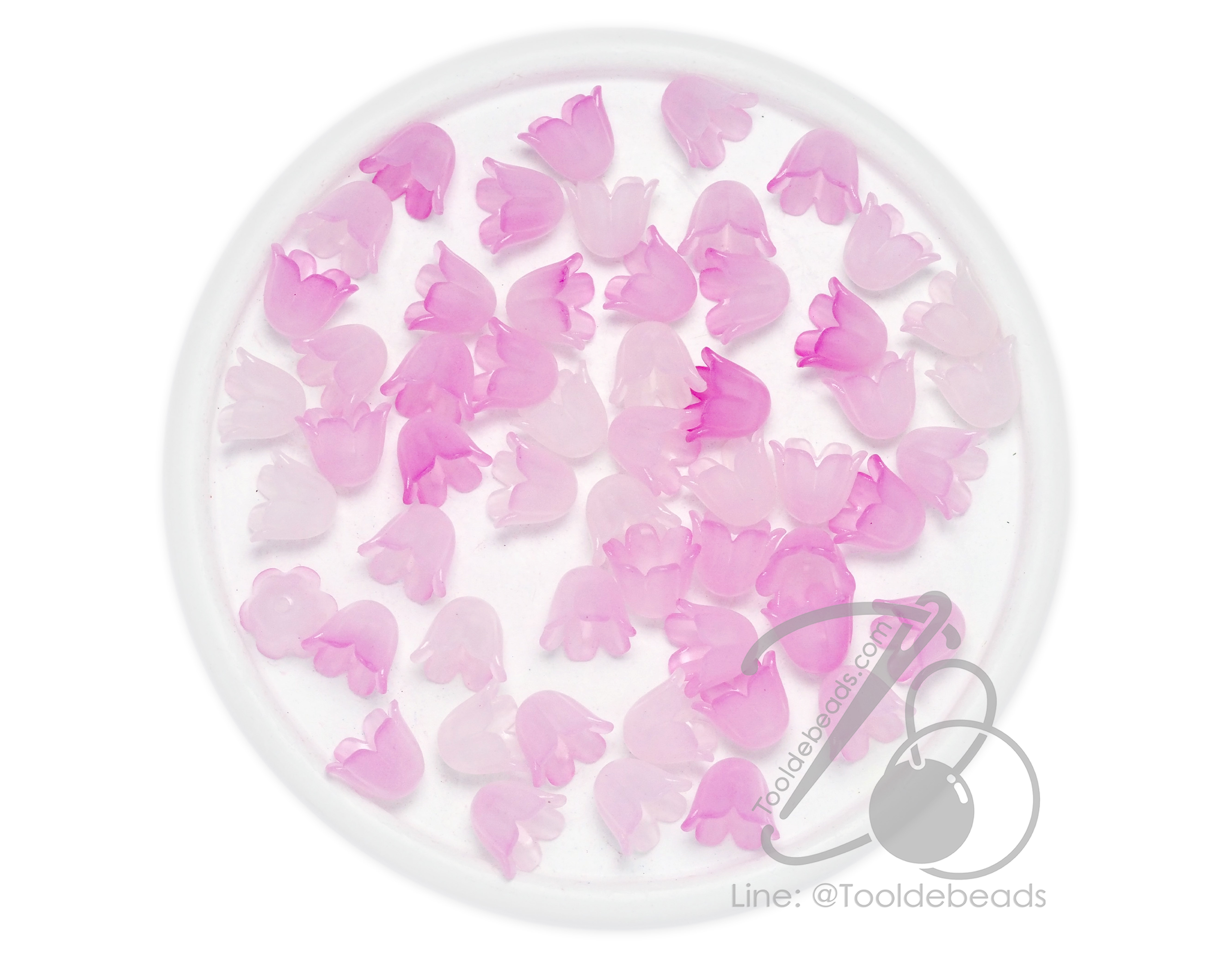 ลูกปัดอะคริลิค 8*10มม. ตัวครอบดอกไม้ สีหวาน (80 กรัม) SKU-13047