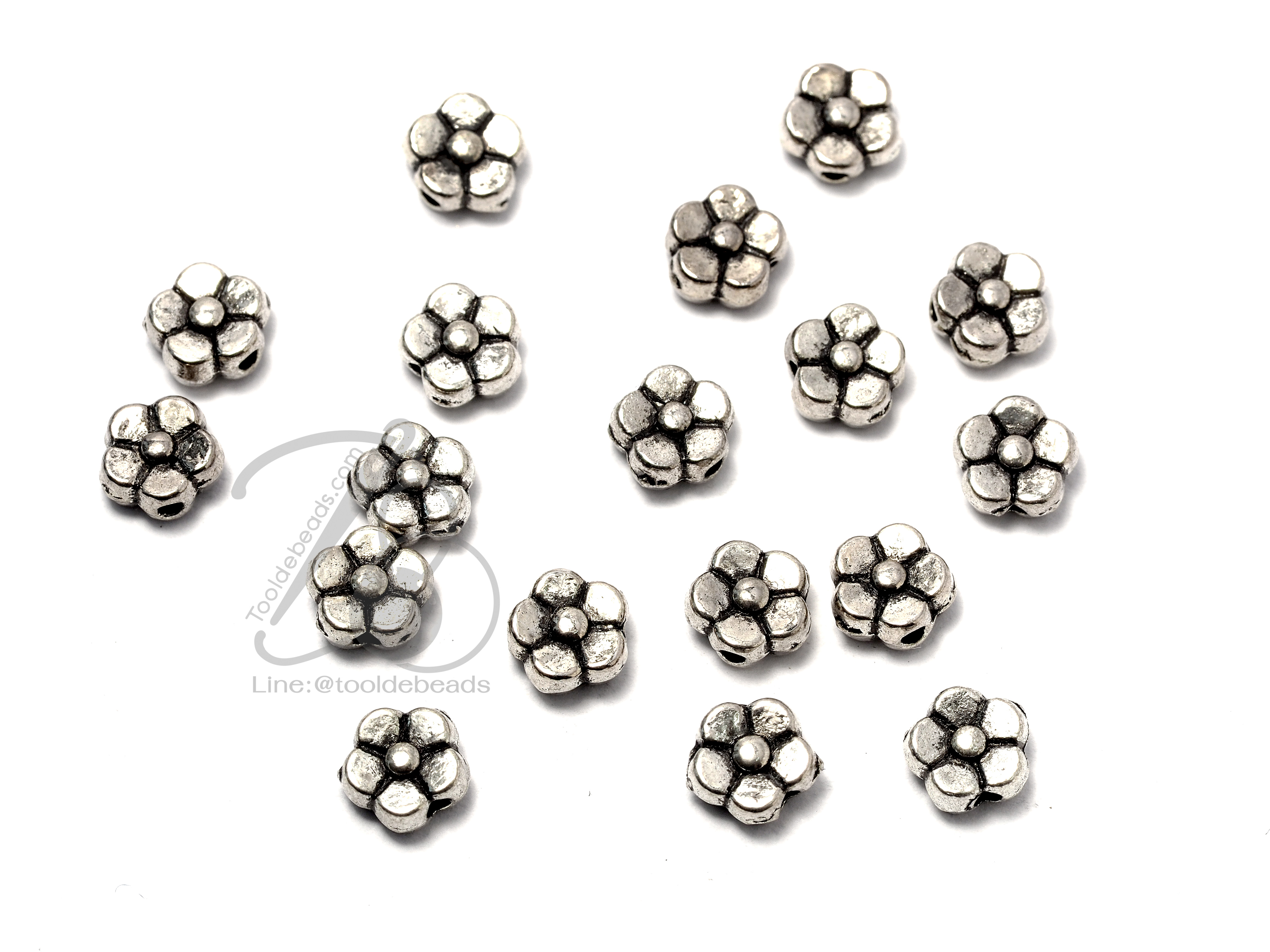 ลูกปัดโรเดียม 149 6มม. ลายดอกไม้ (1 ชิ้น) SKU-03351