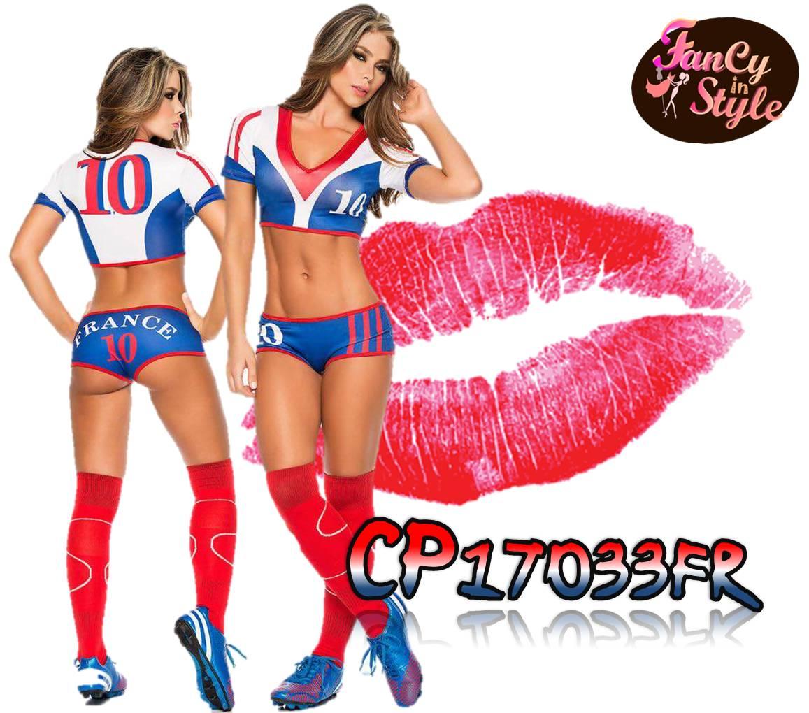 Sexy France Football Costume/Cheerleader Costume/ชุดนักบอลหญิงทีมฝรั่งเศส/ชุดเชียร์ลีดเดอร์