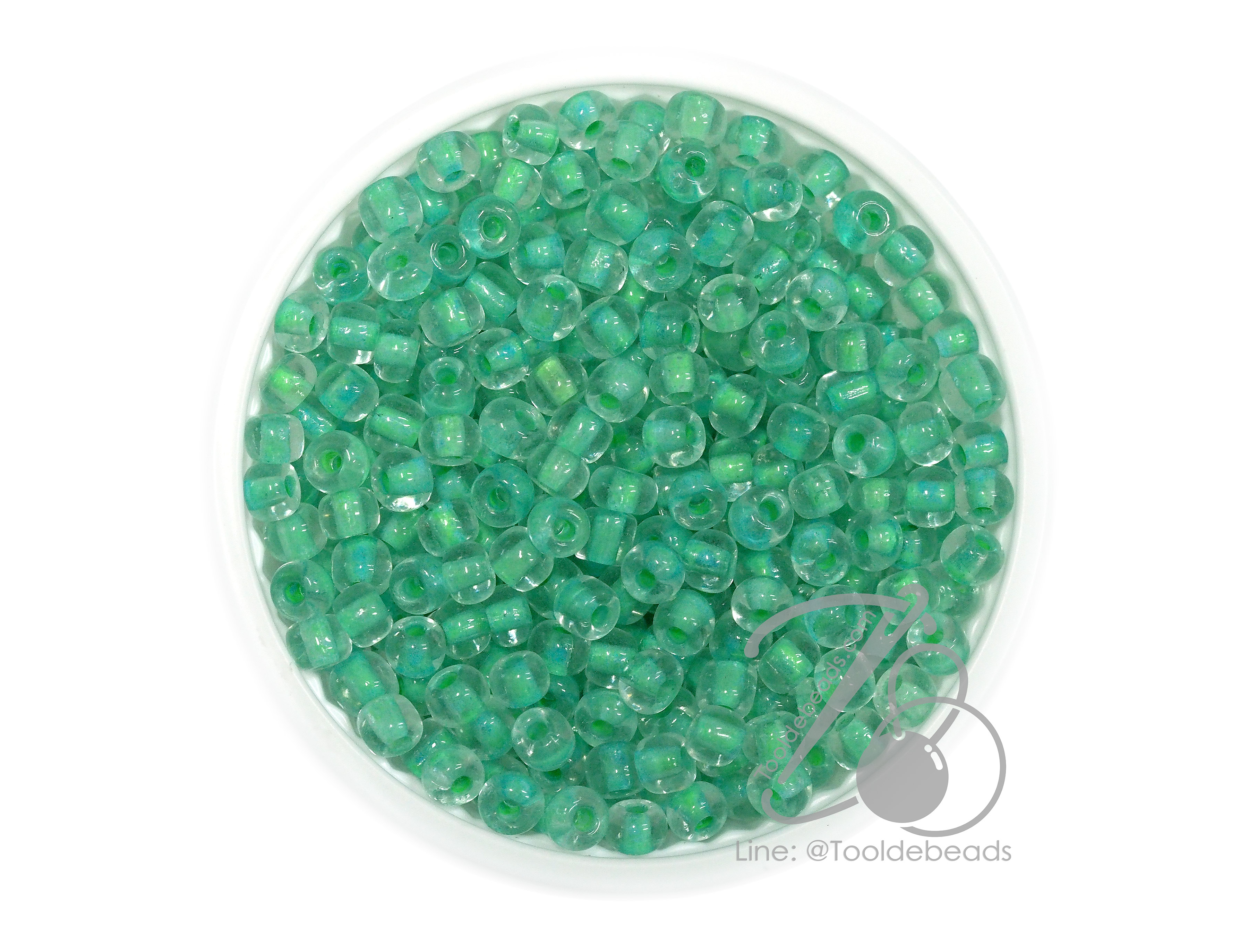 OK Brand ลูกปัดเม็ดทราย 6/0 สอดไส้ สีเขียวมิ้นท์ (100 กรัม) SKU-14871