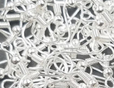 ตะขอต่างหู 18 ม.ม. สีเงิน / 50 อัน (นอก)